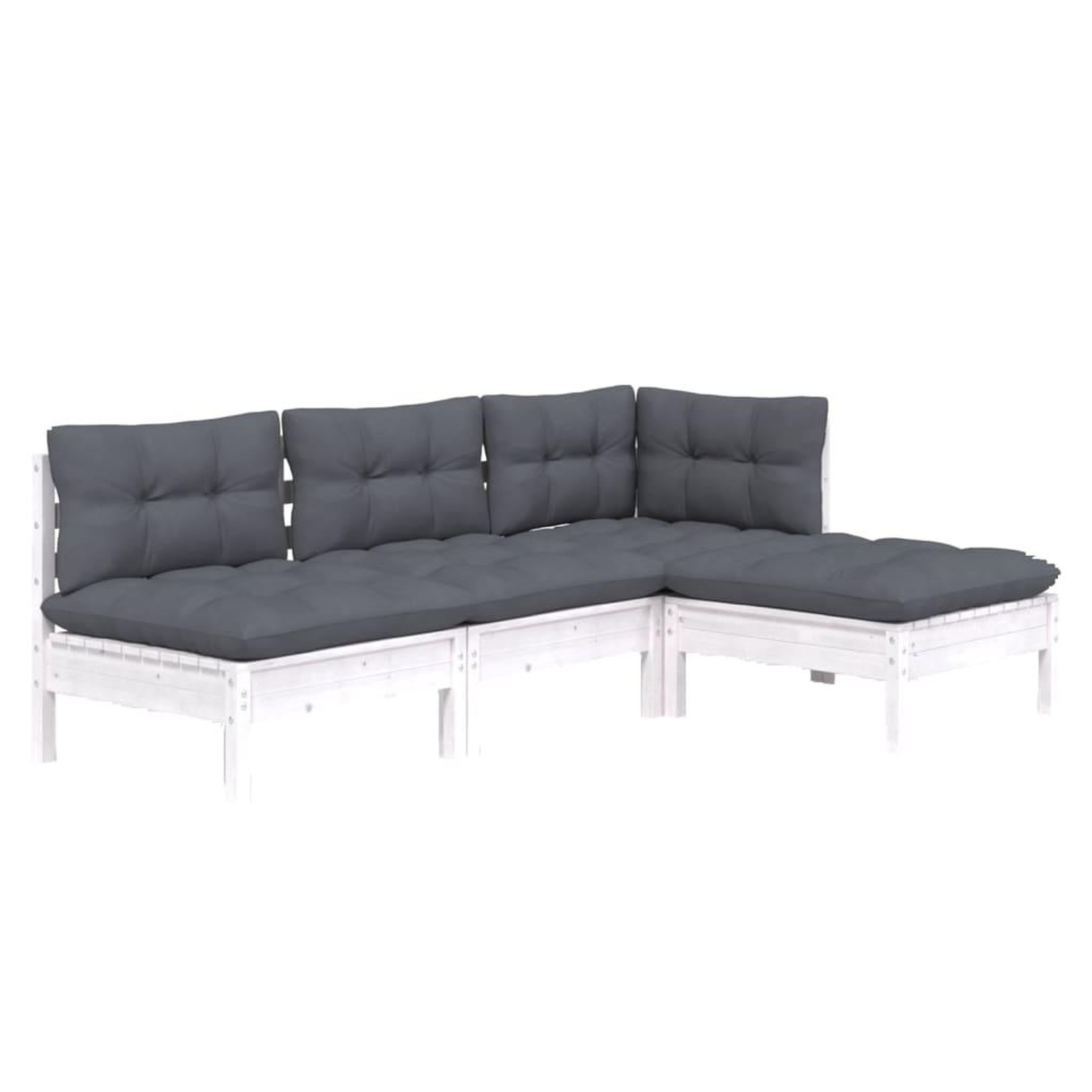 Voir la diapositive 3 : VIDAXL Salon de jardin 4 pcs avec coussins blanc bois de pin