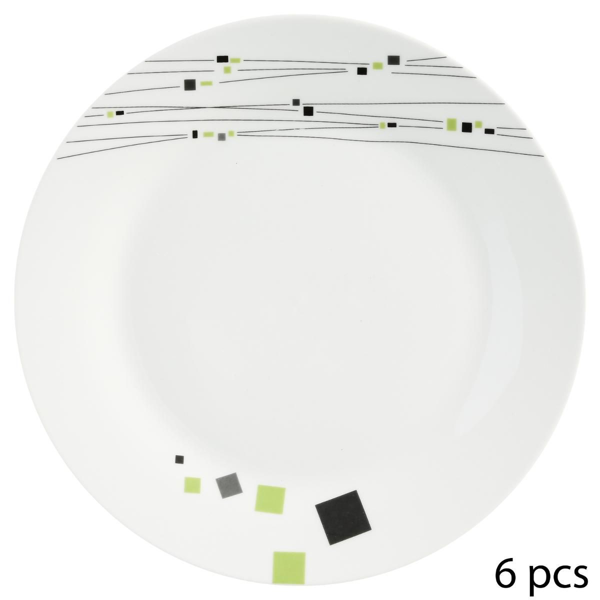 SECRET DE GOURMET Service d'assiettes 19 pièces en porcelaine CARRES VERT
