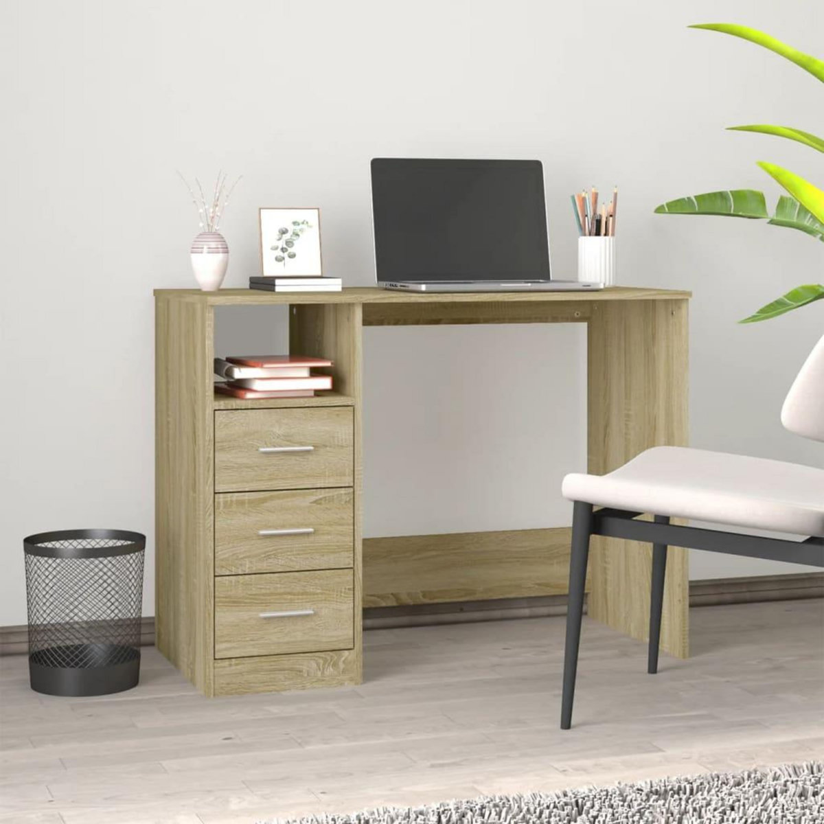 VIDAXL Bureau avec tiroirs Chene sonoma 102x50x76 cm Bois d'ingenierie