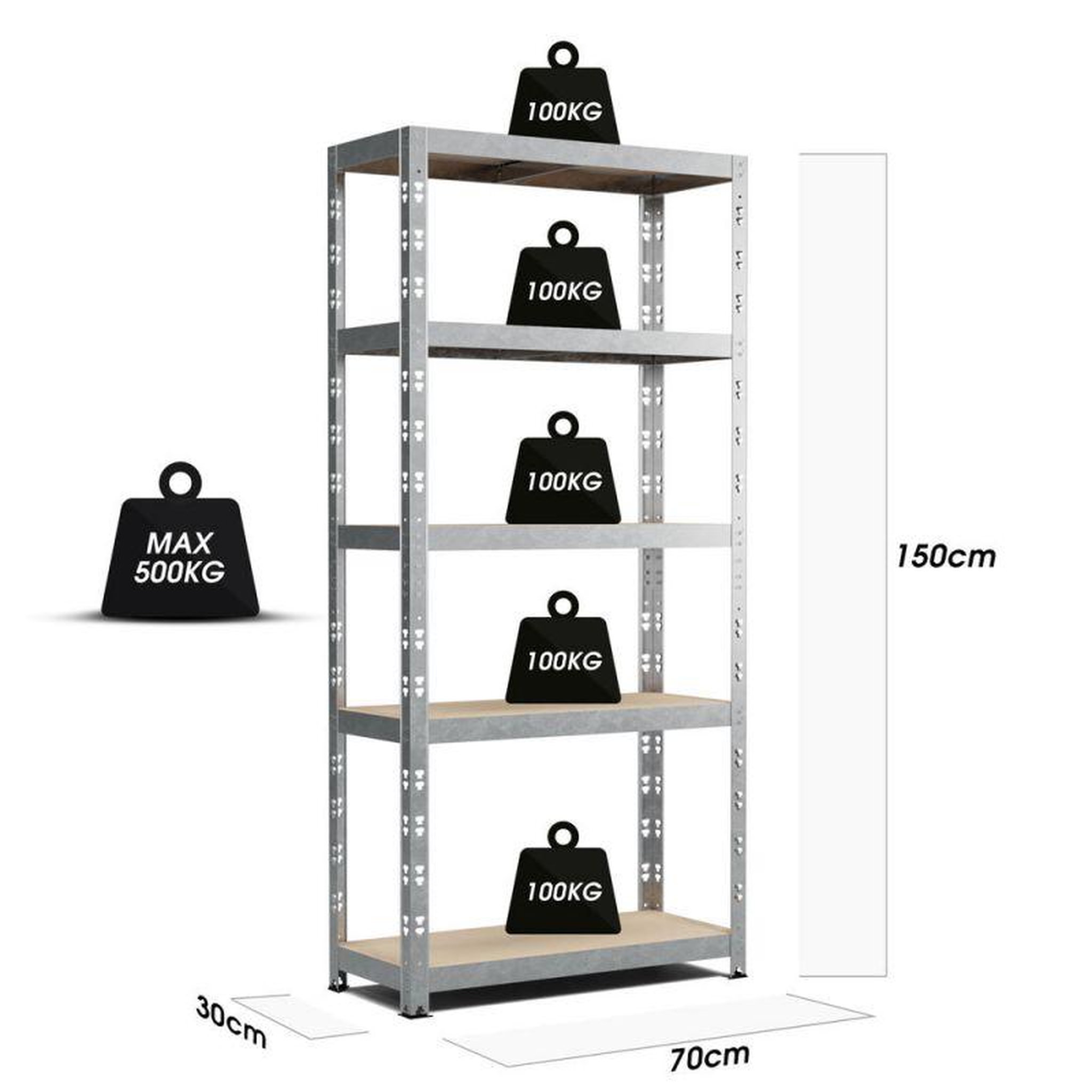 Voir la diapositive 3 : EUROSPEN Etagère de rangement modulable et polyvalente pour atelier, garage, cave... Charge Lourde max 500kg -150x70x30cm - Gris