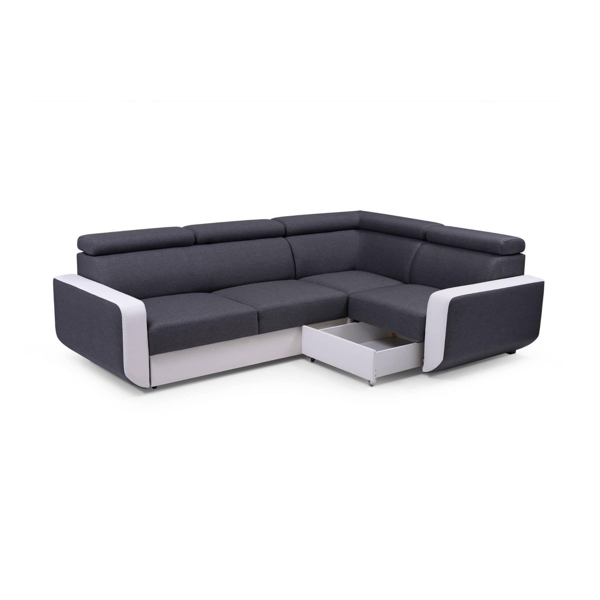 LISA DESIGN Dustin - canapé d'angle l réversible - 5 places - convertible avec coffre - têtieres réglables