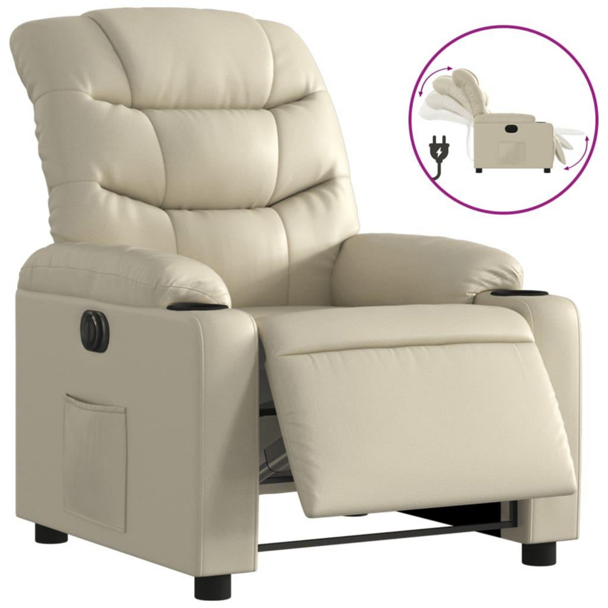 VIDAXL Fauteuil inclinable electrique Creme Similicuir