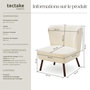 Voir la diapositive 6 : tectake Fauteuil cocktail rembourré avec revêtement en tissu bouclé blanc