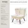 Voir la diapositive 6 : tectake Fauteuil cocktail rembourré avec revêtement en tissu bouclé blanc
