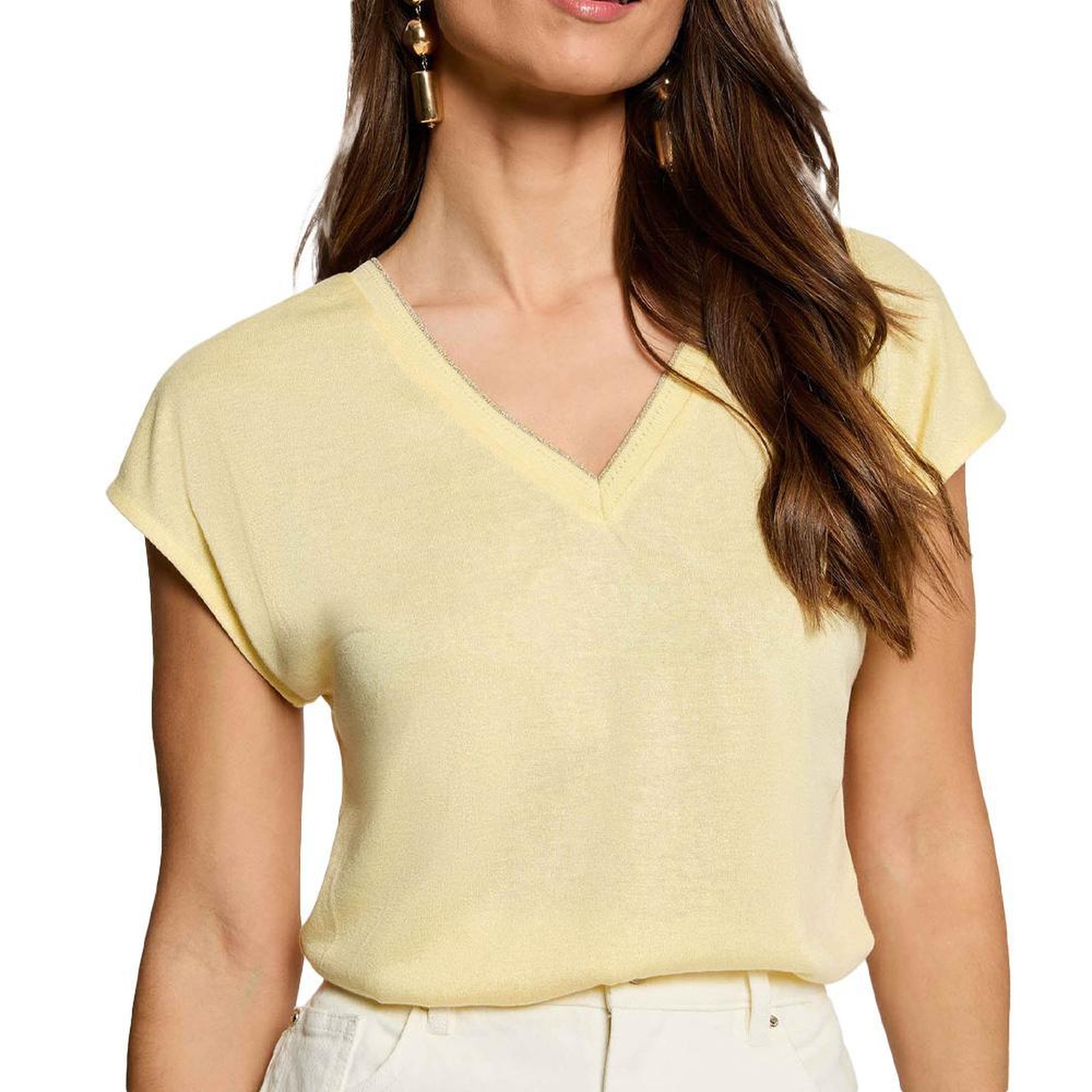 MORGAN T-shirt jaune femme morgan fantaisie. Coloris disponibles : Jaune