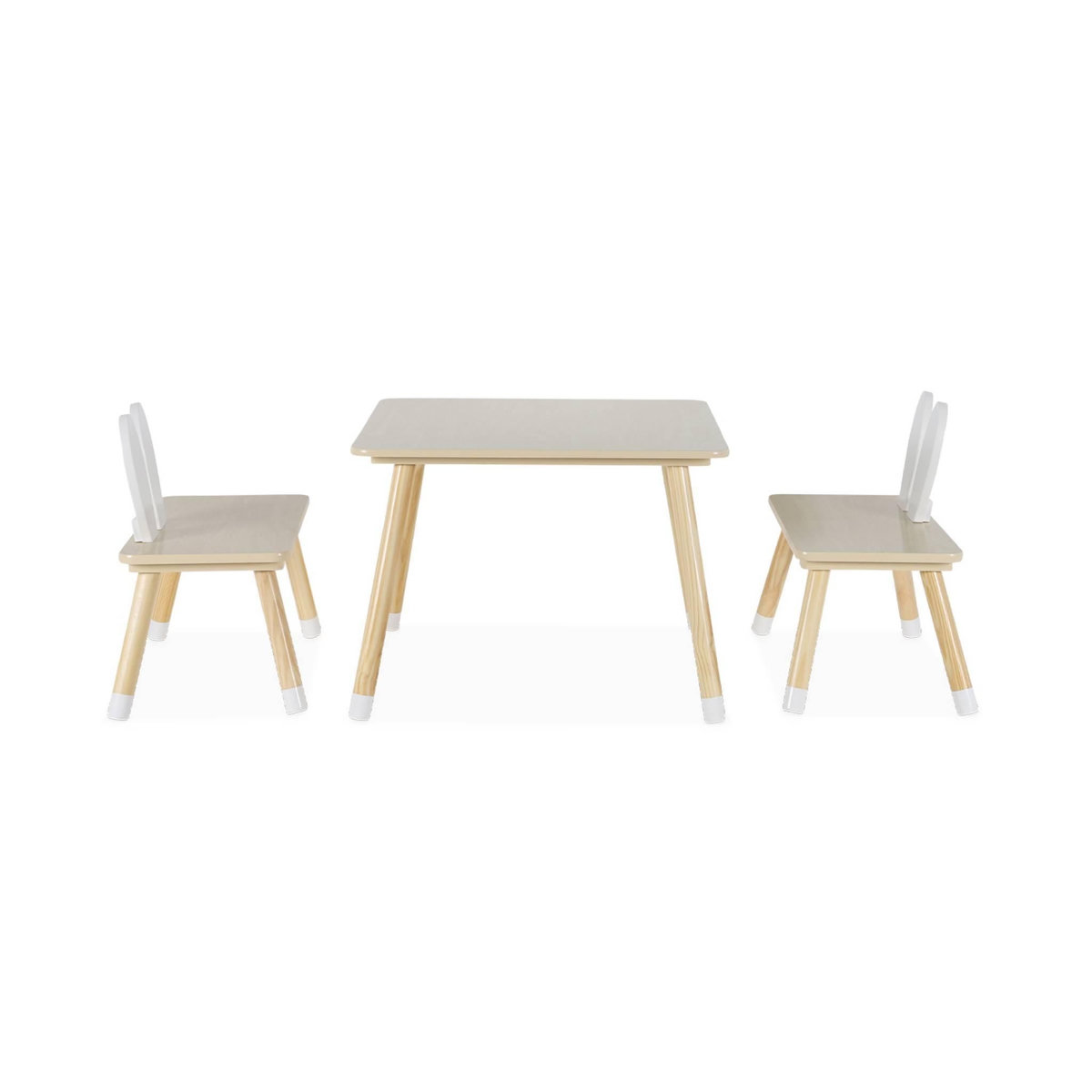 SWEEEK Table enfant + 2 chaises. pieds en pin. couleur blanc et bois