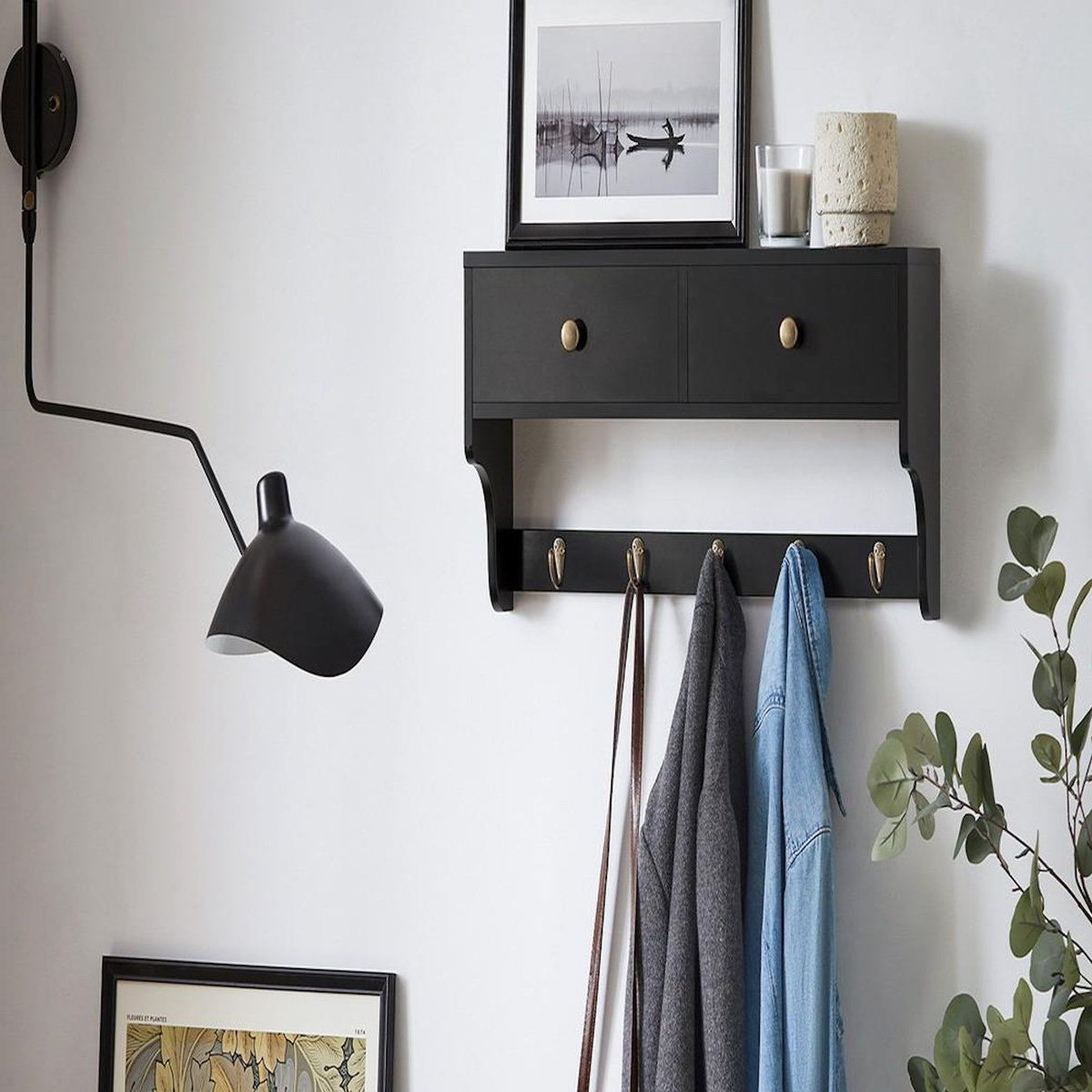 SOBUY SoBuy - Patère Murale à deux tiroirs - Moderne - FRG178