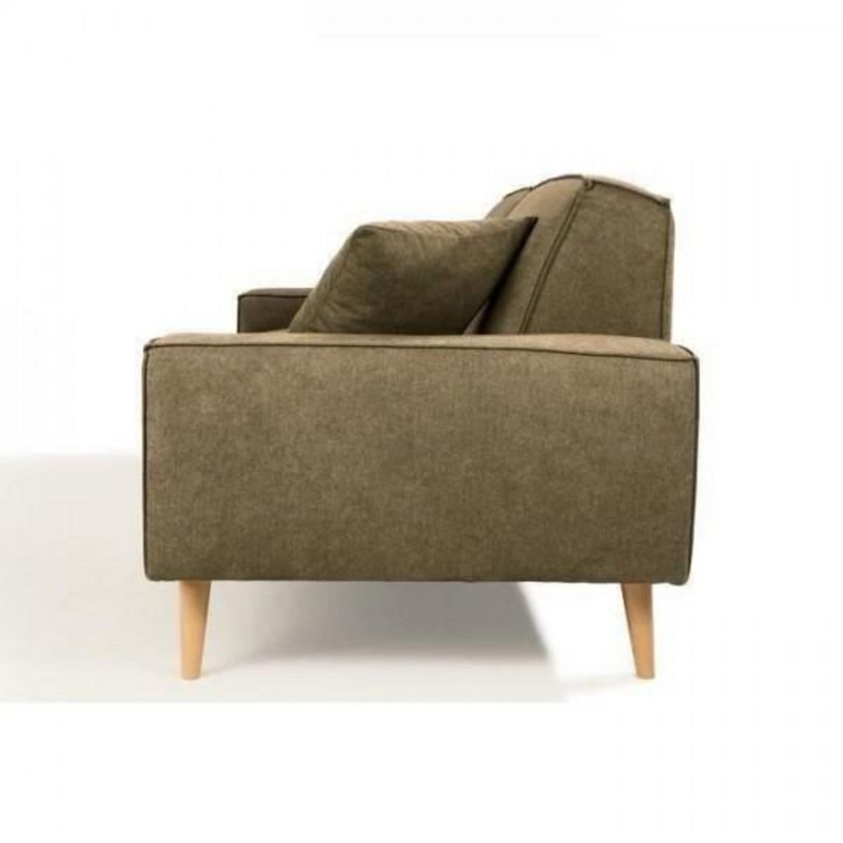 MARKET24 Hexagone - Canapé droit 3 places - Tissu Olive - L 216 x P 90 x H 80 cm - Gustave