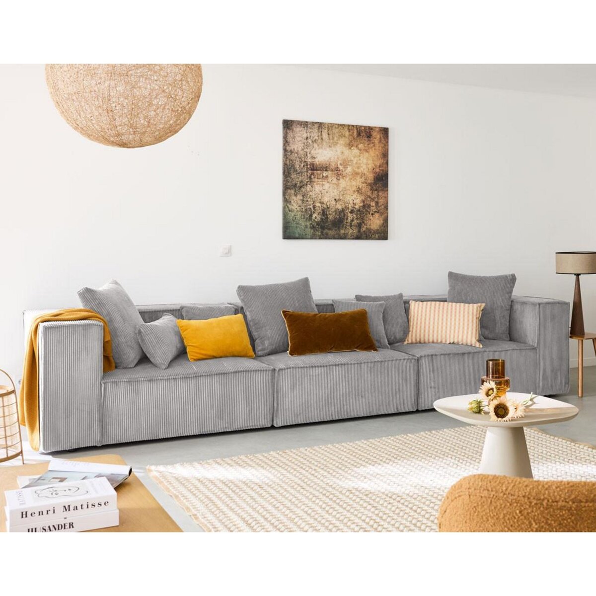 LISA DESIGN Colombine - canapé modulable droit - 3 places - en velours côtelé