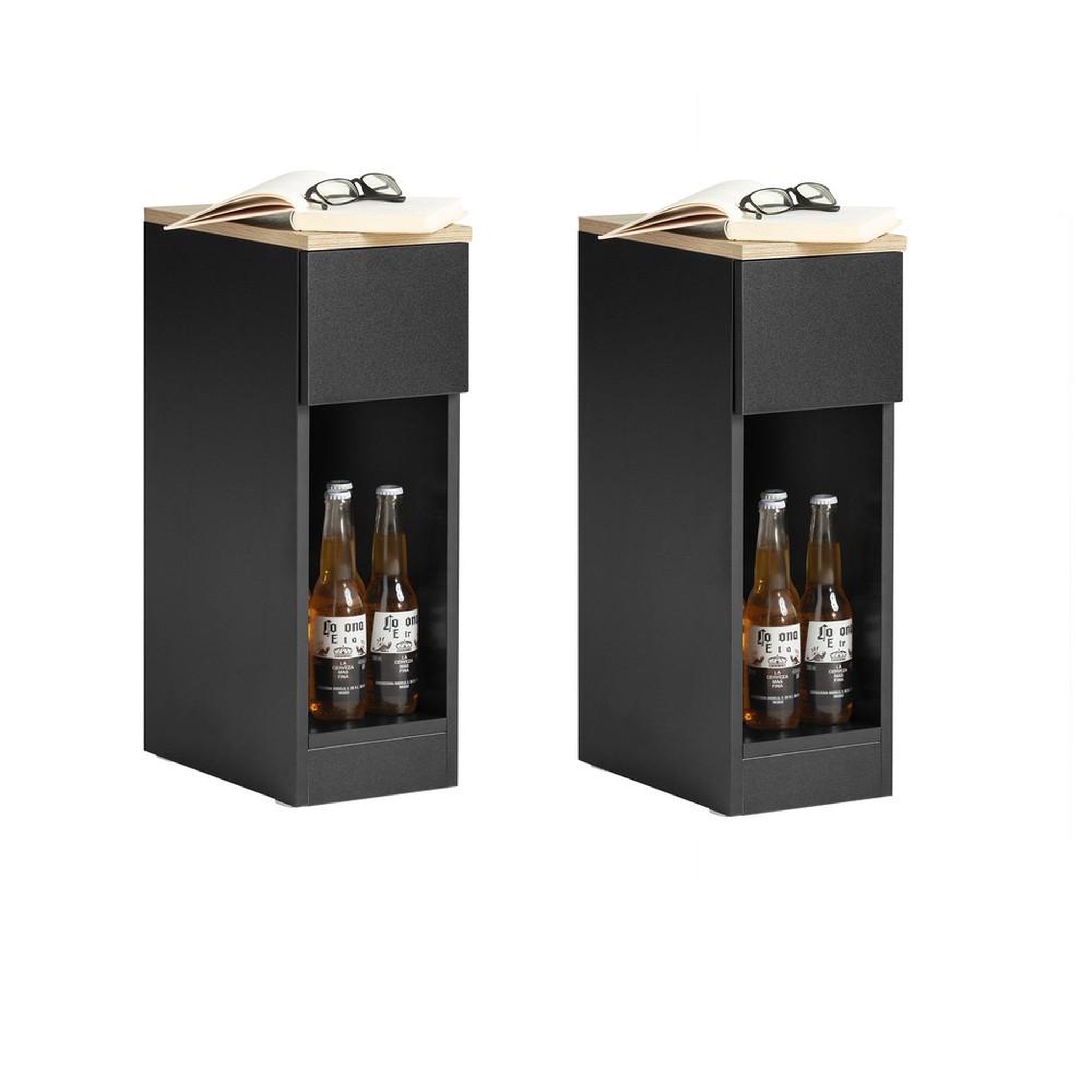Voir la diapositive 1 : SOBUY SoBuy - Lot De 2 Tables De Chevet à 1 tiroir - Minimaliste - FBT111X2