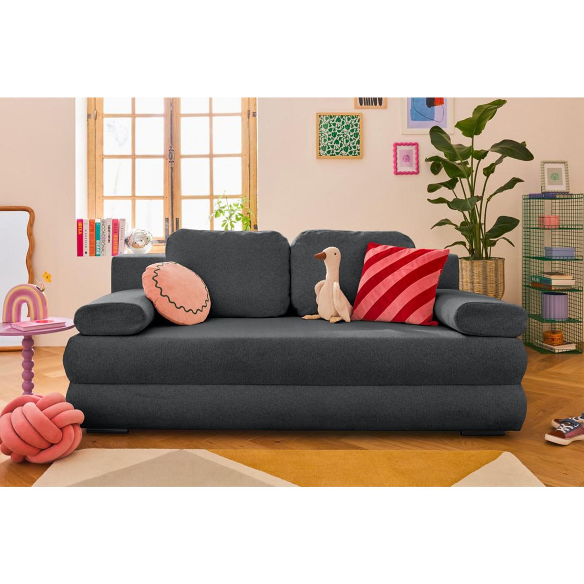 BEST MOBILIER Nora - canapé 3 places convertible avec coffre en tissu texturé