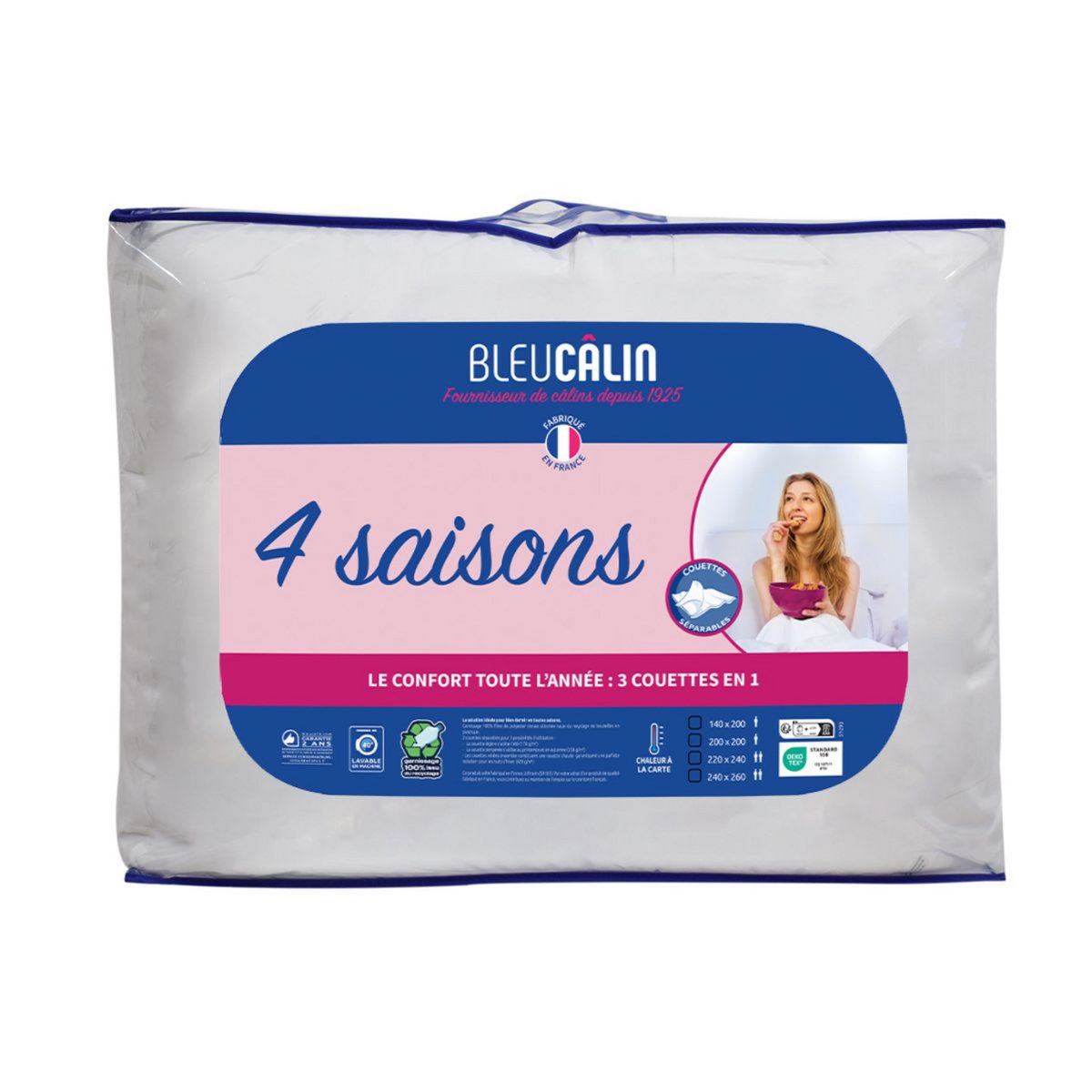 BLEU CALIN Couette chaude 4 saisons 