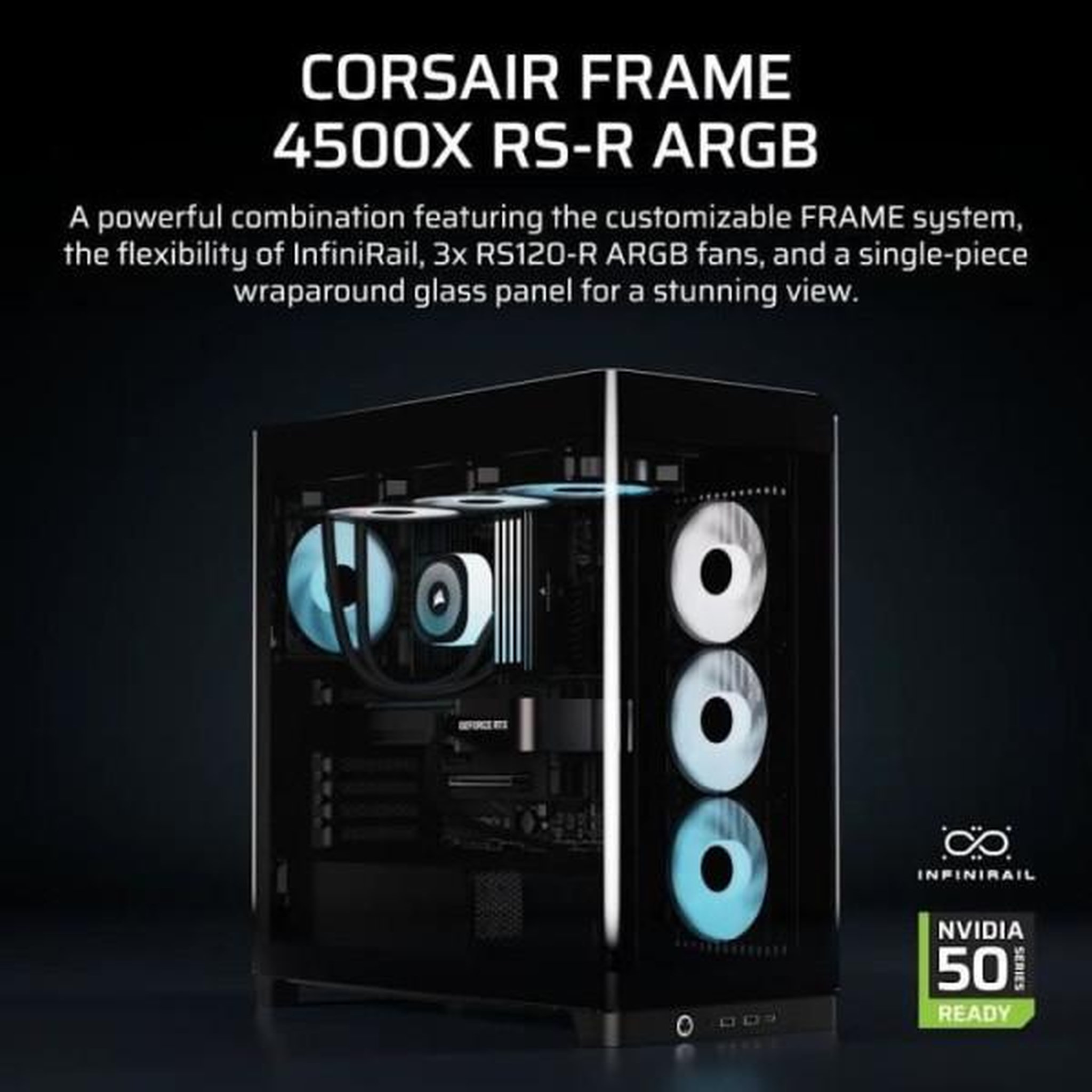 Voir la diapositive 2 : Corsair Boitier pc - corsair - frame 4500x rs-r argb tempered glass mid-tower - 2 radiateurs - noir