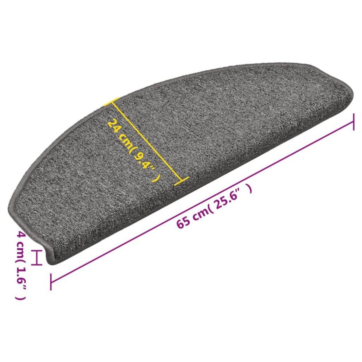 VIDAXL Tapis de marches d'escalier 15 pcs Gris fonce 65x24x4cm