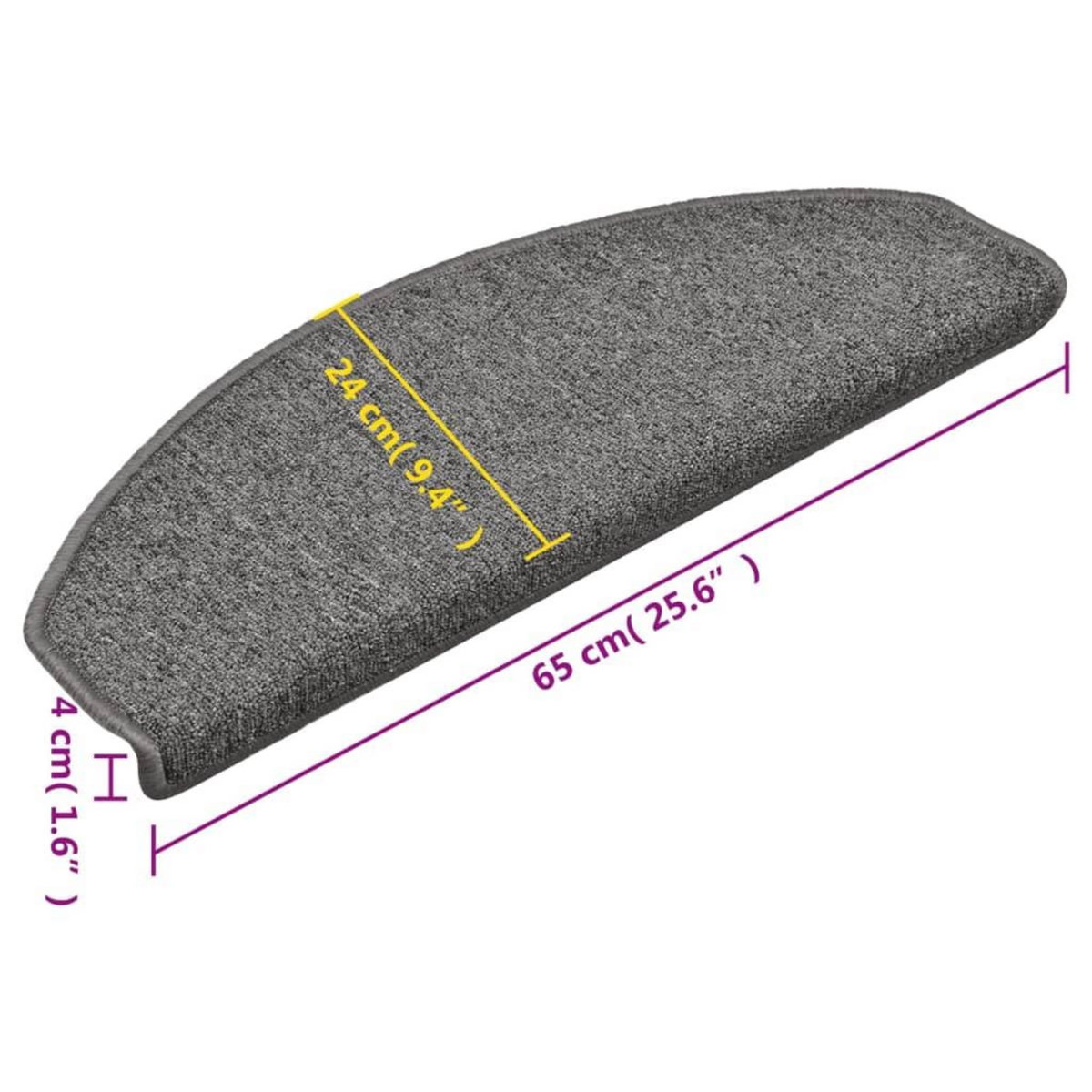 VIDAXL Tapis de marches d'escalier 15 pcs Gris fonce 65x24x4cm