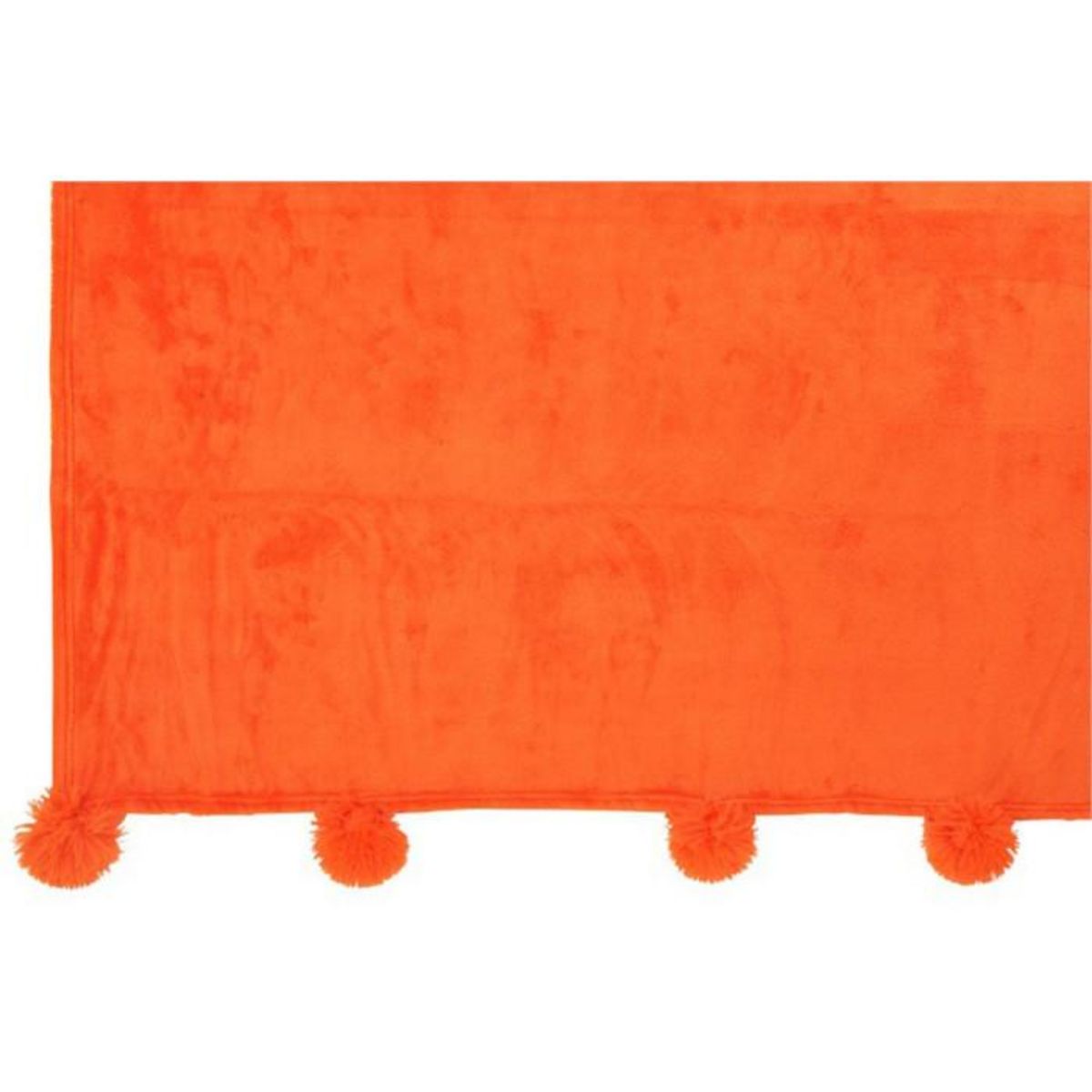 Paris Prix Plaid Déco à Pompons  Polyes  130x170cm Orange Vif