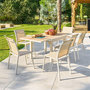 Voir la diapositive 2 : HESPERIDE Table de jardin extensible en aluminium effet bois 8 places PIAZZA