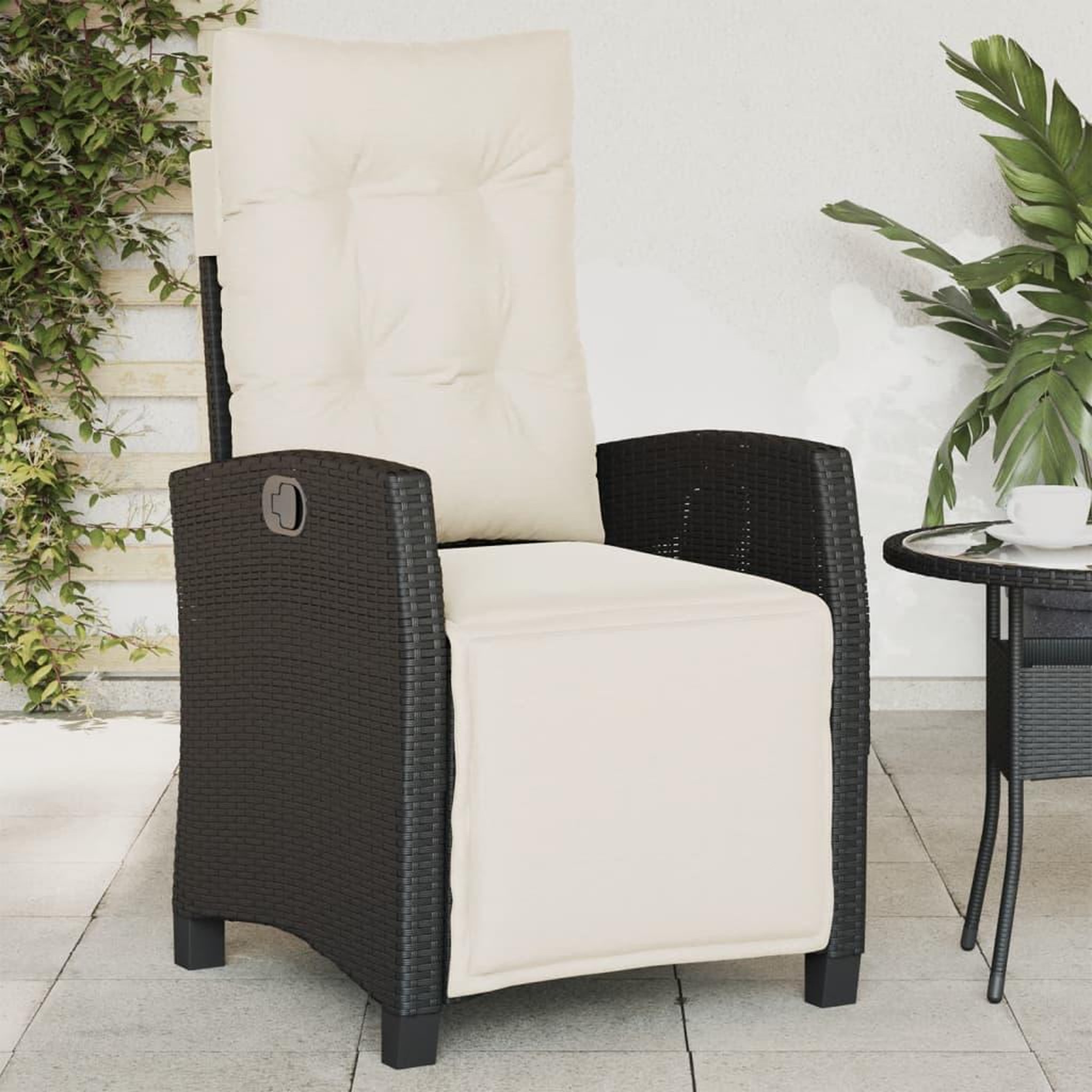 VIDAXL Chaise inclinable de jardin et repose-pied noir resine tressee