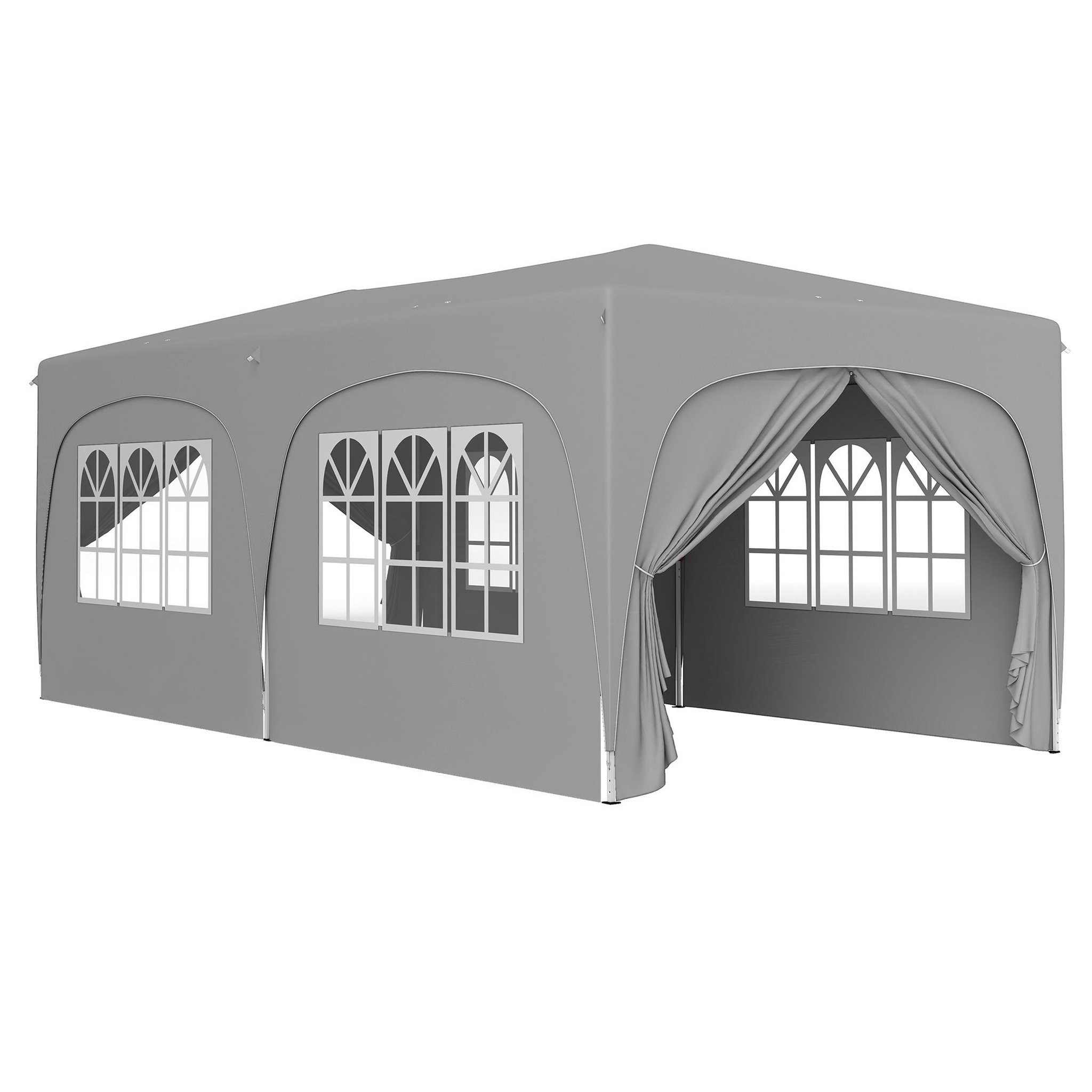 OUTSUNNY Tonnelle barnum pop up automatique 3x6 m - hauteur réglable - sac de transport, 6 sacs à lester inclus - gris