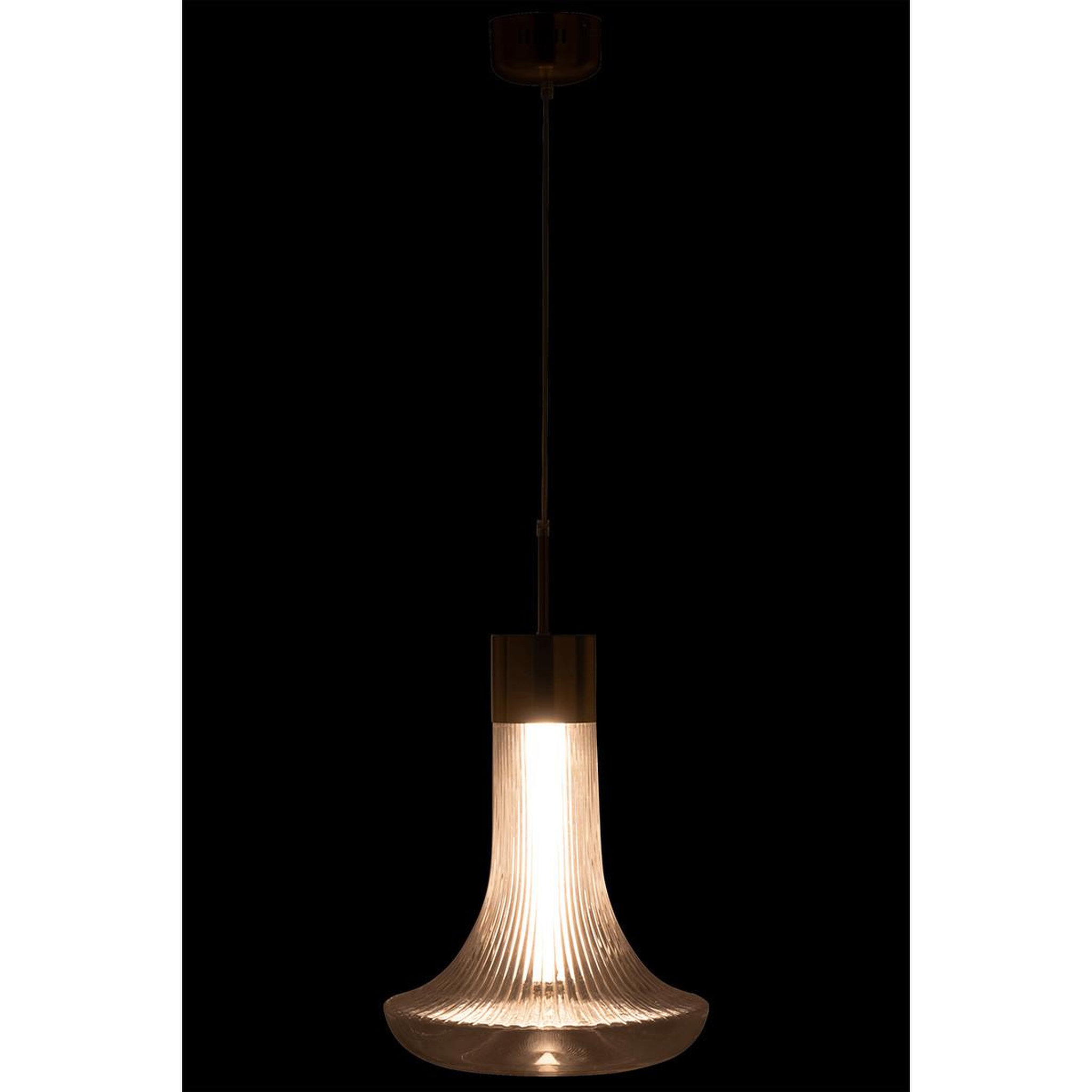 Voir la diapositive 3 : J-LINE Lampe Suspension en Verre  Vito  34cm Transparent & Or