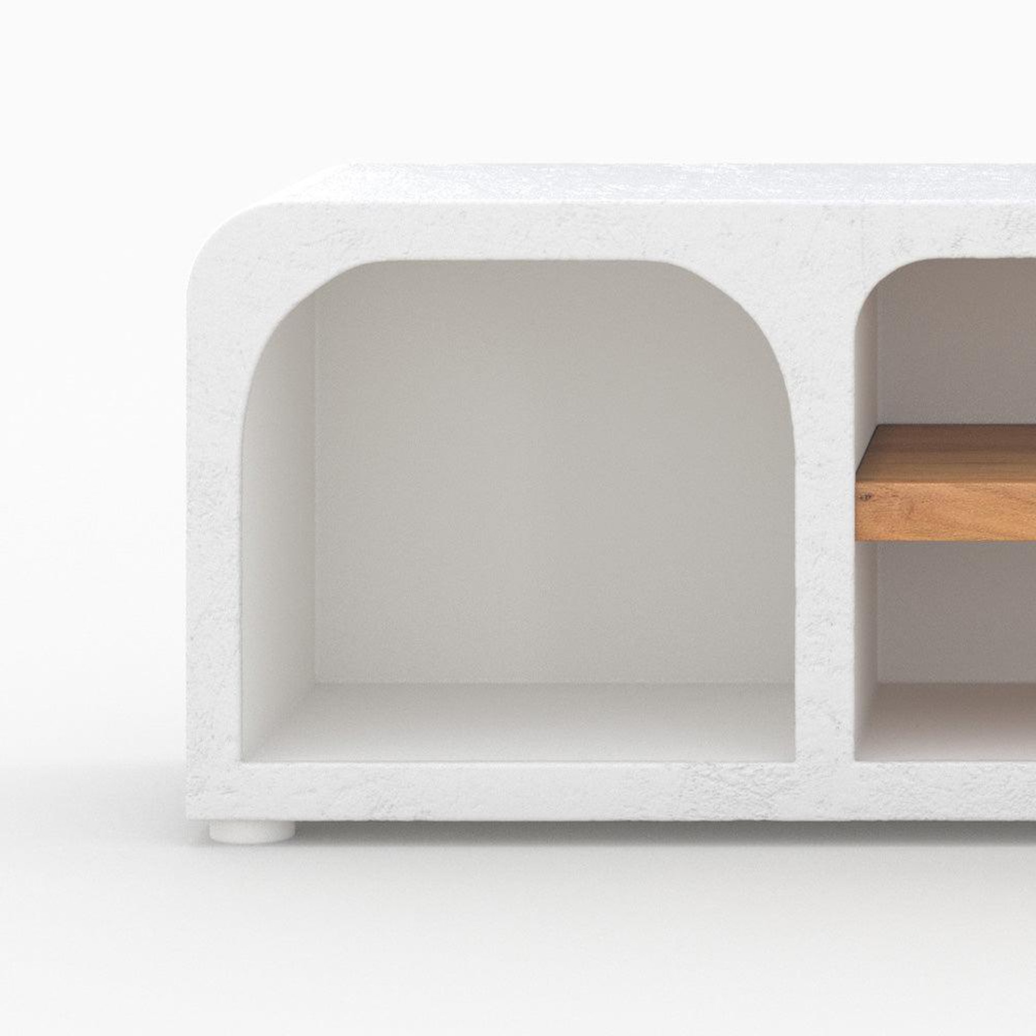 Voir la diapositive 6 : MAISON PAVANE Meuble tv en plâtre blanc cassé 140 cm-fira