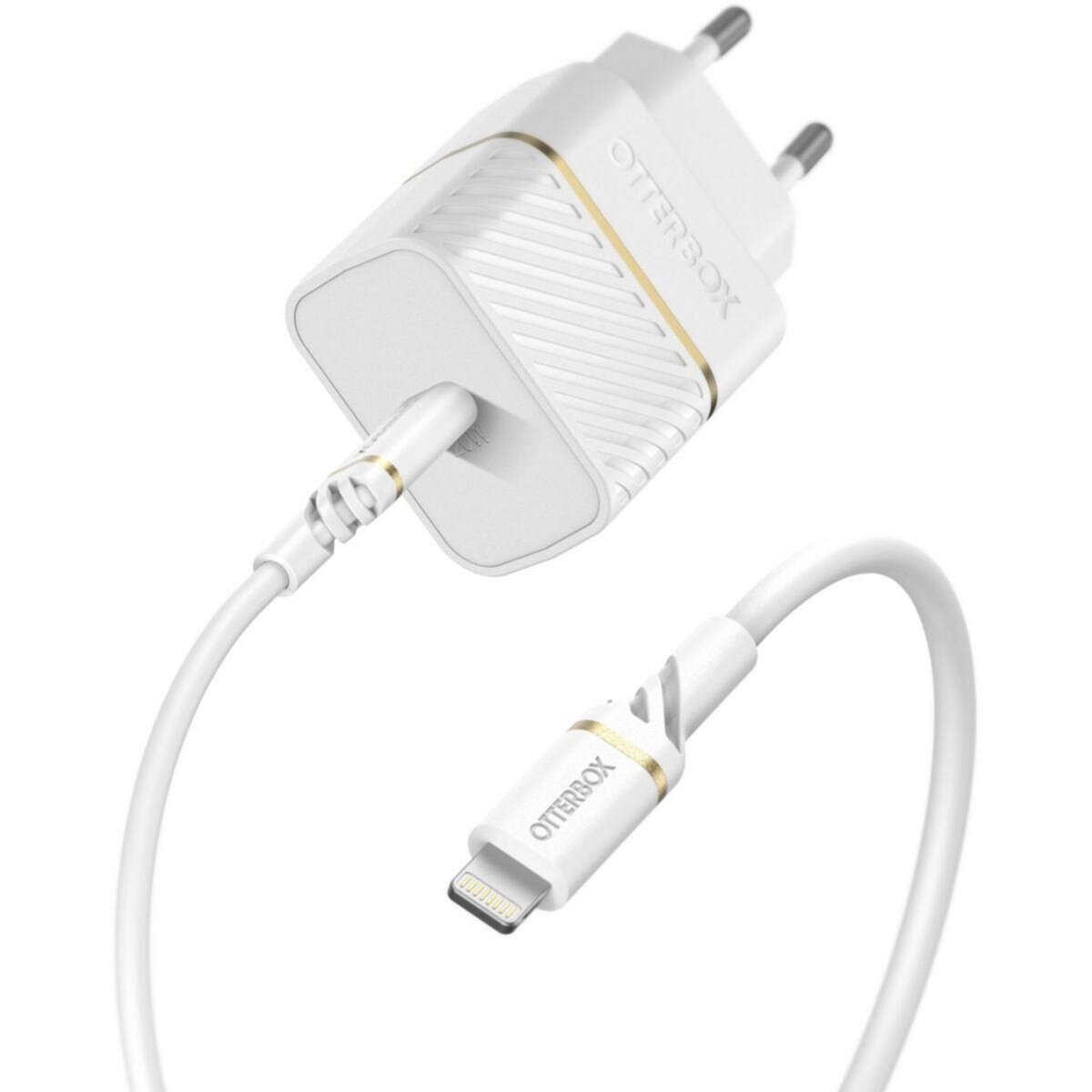 Chargeur secteur ESSENTIELB 20W + cable USB C Lightning 1M Blanc