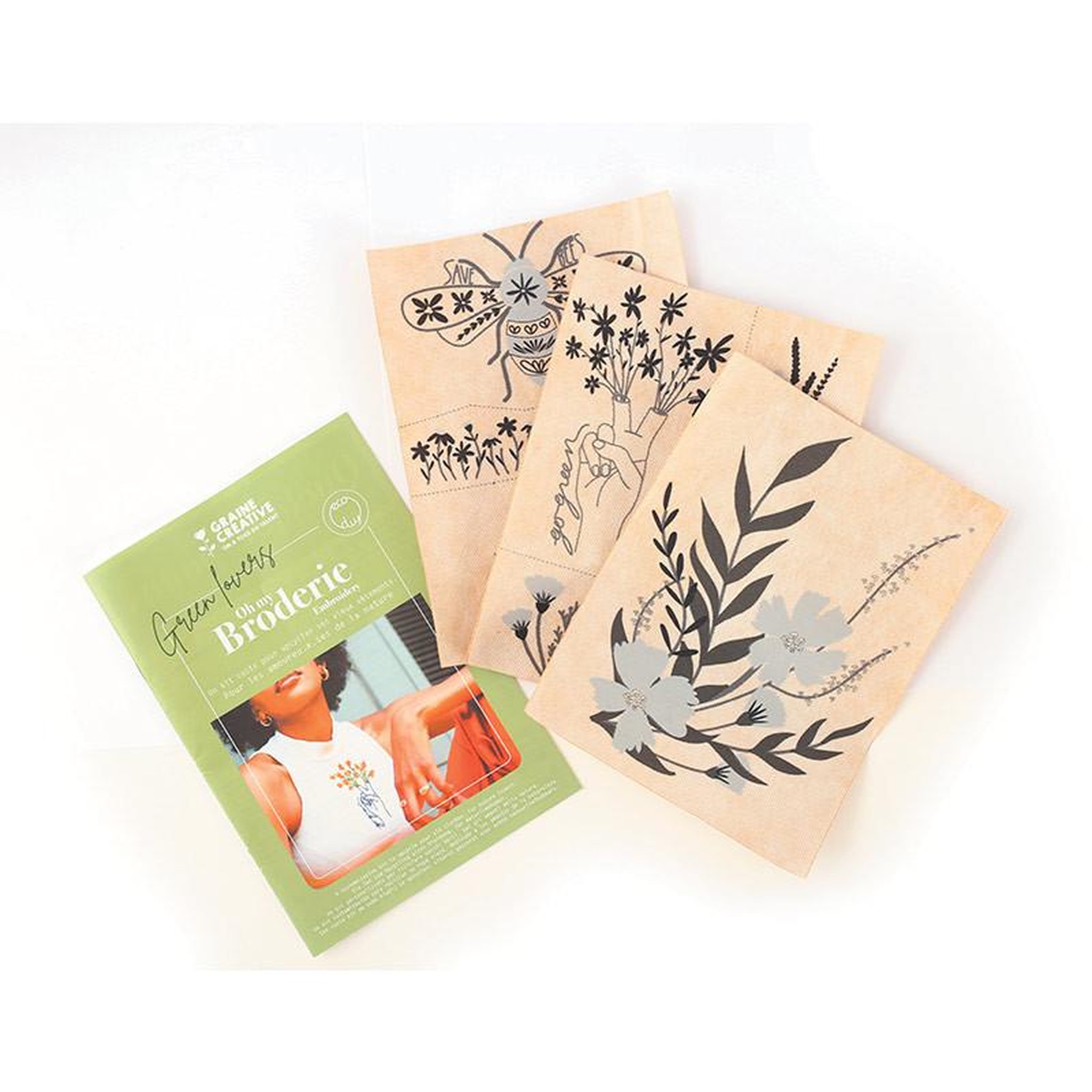 Voir la diapositive 3 : Graine créative Kit de broderie sur vêtement nature
