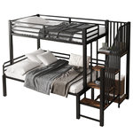 MERAX Lit superposé 120x200(90x200)cm coloris noir métal et mdf