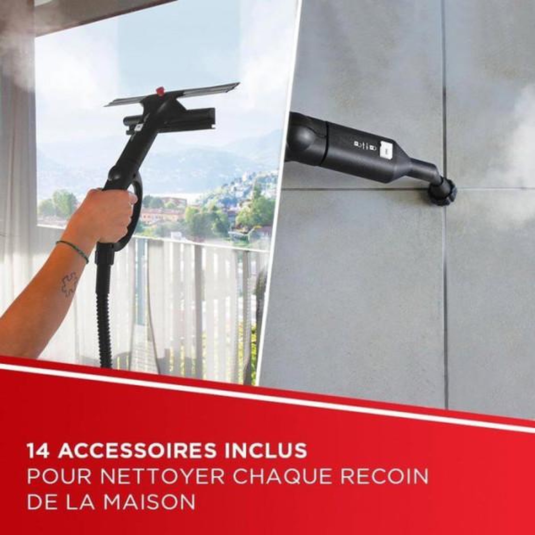 Voir la diapositive 3 : POLTI Balai - Nettoyeur Vapeur POLTI VAPORETTO Pro 95 Turbo Flexi - Nettoyeur Vapeur Multi-surfaces - 1100 W - 1,3 L - Noir / Vert