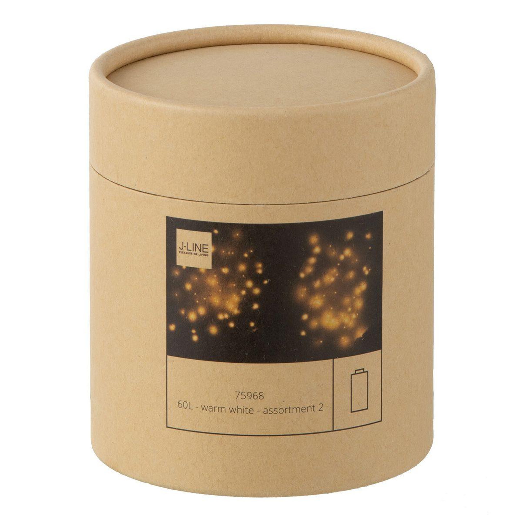 Voir la diapositive 3 : J-LINE Lot de 2 guirlandes lumineuses  60 led blanc chaud  8cm argent & or