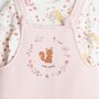Voir la diapositive 2 : INEXTENSO Ensemble de naissance salopette écureuils + body manches longues bébé fille
