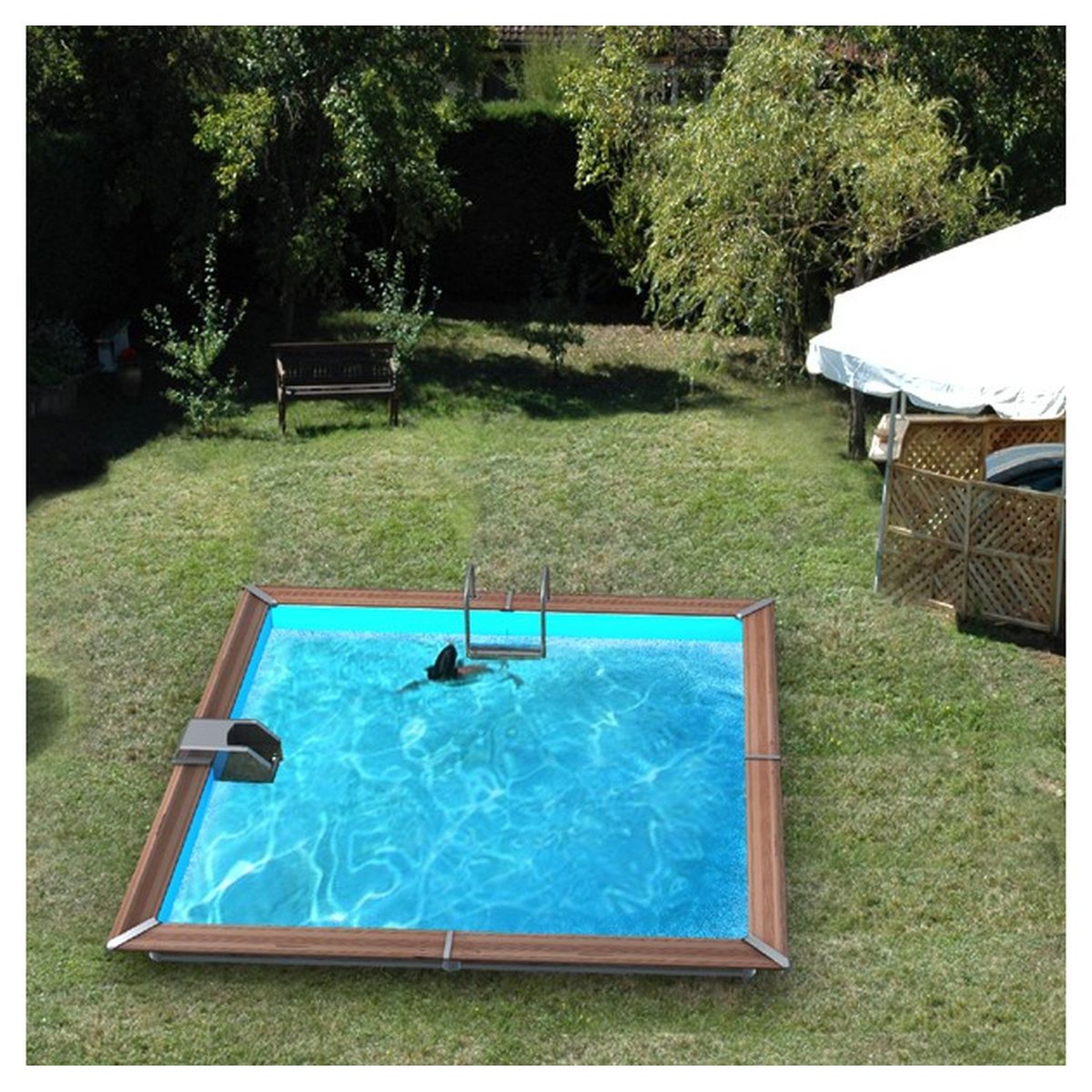 WATERCLIP Piscine en bois carré 370x370x147 EGINE