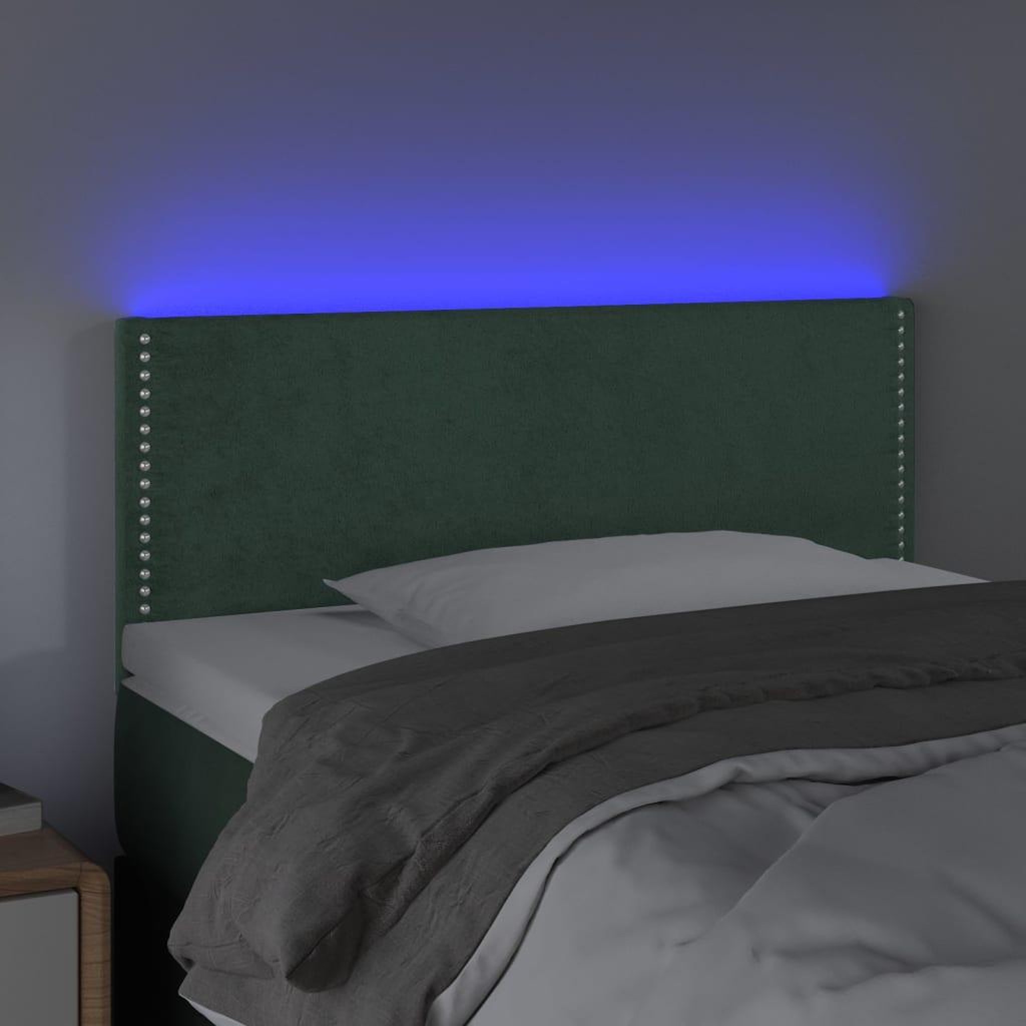 Voir la diapositive 3 : VIDAXL Tete de lit a LED Vert fonce 80x5x78/88 cm Velours