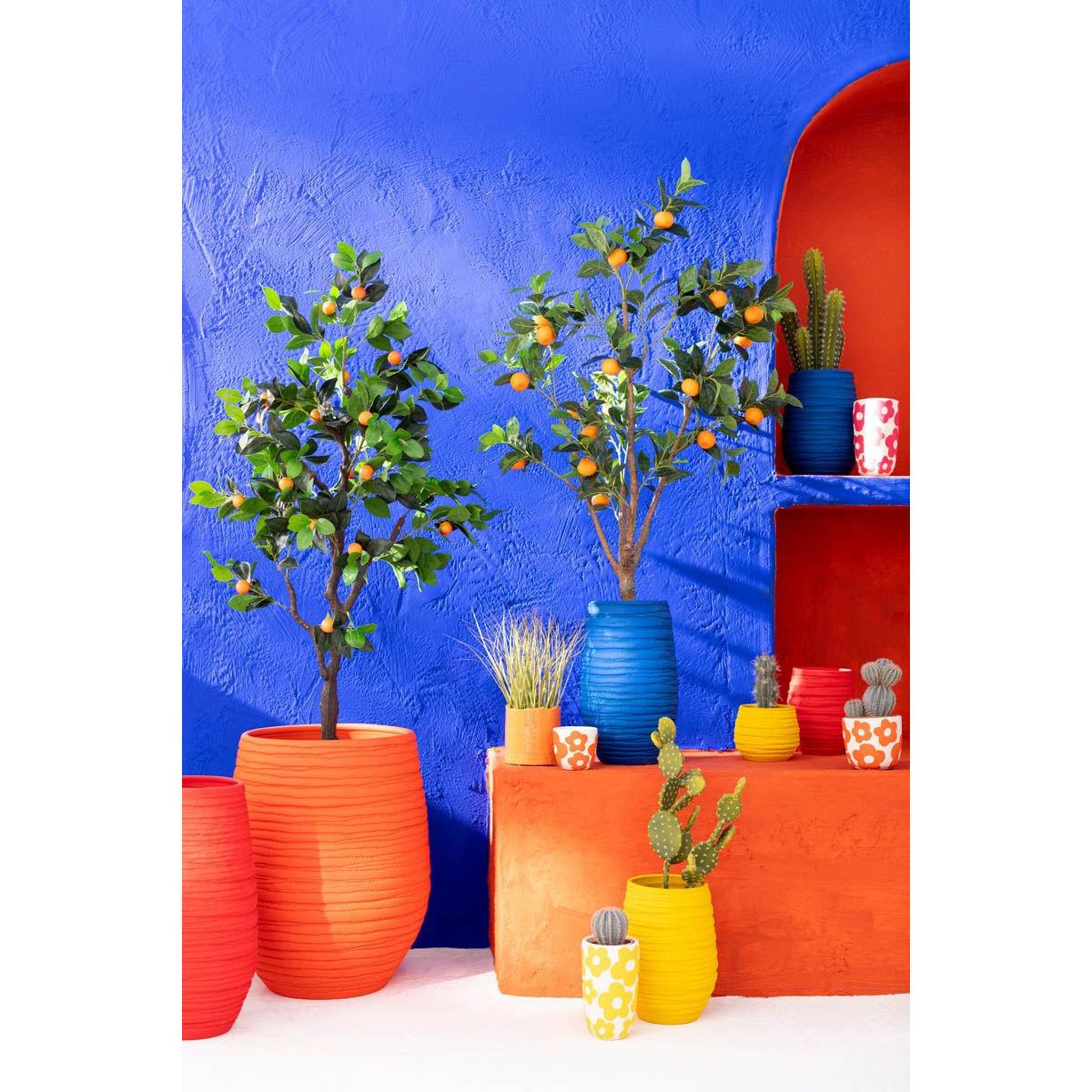 Voir la diapositive 6 : J-LINE Vase en céramique  fiesta  40cm bleu