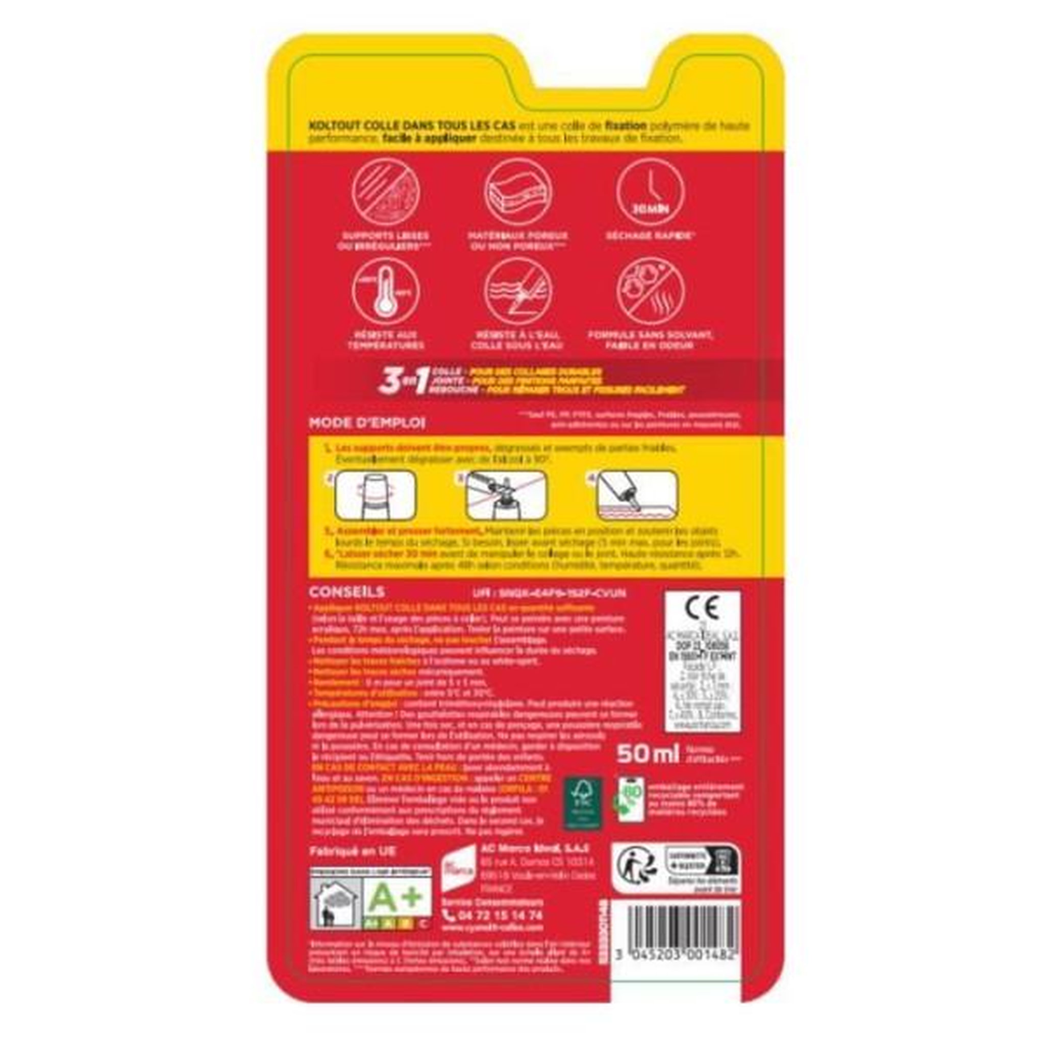 Voir la diapositive 4 : CYANOLIT Colle de fixation et d'étanchéité - CYANOLIT - Blanc - Blister 50ml - Pratique pour petites réparations - Polyvalente et ré