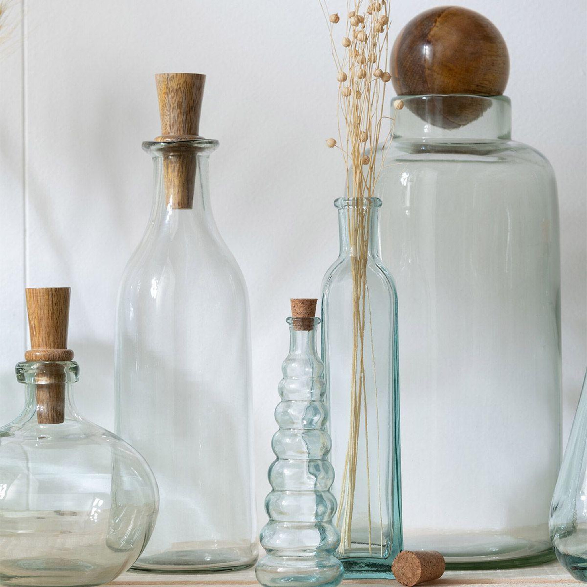 Voir la diapositive 4 : J-LINE Vase déco en verre  clarissa  36cm transparent