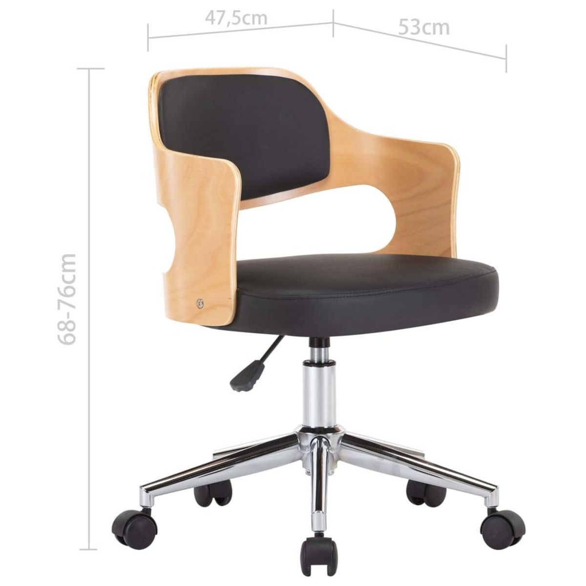 VIDAXL Chaise pivotante de bureau Noir Bois courbe et similicuir