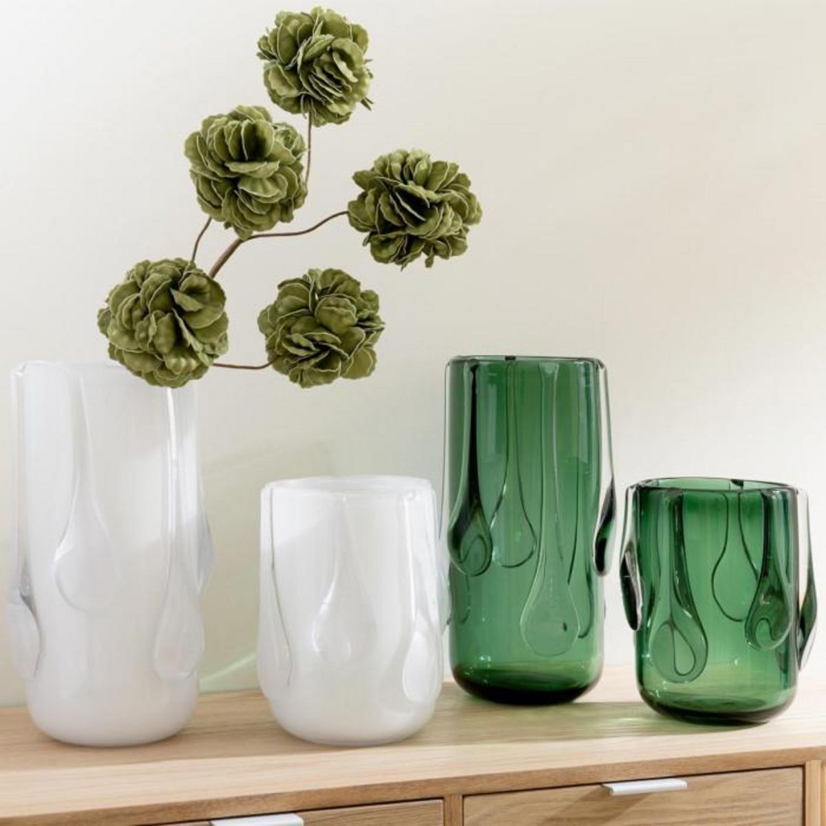 Paris Prix Vase Design en Verre  Drippy  22cm Vert