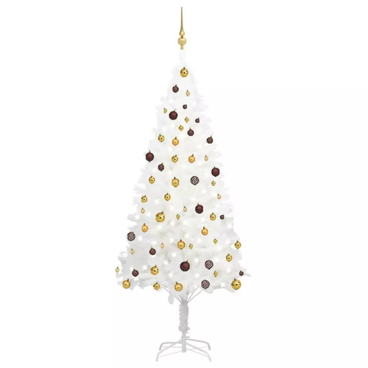 VIDAXL Arbre de Noël artificiel pre-eclaire et boules blanc 210 cm