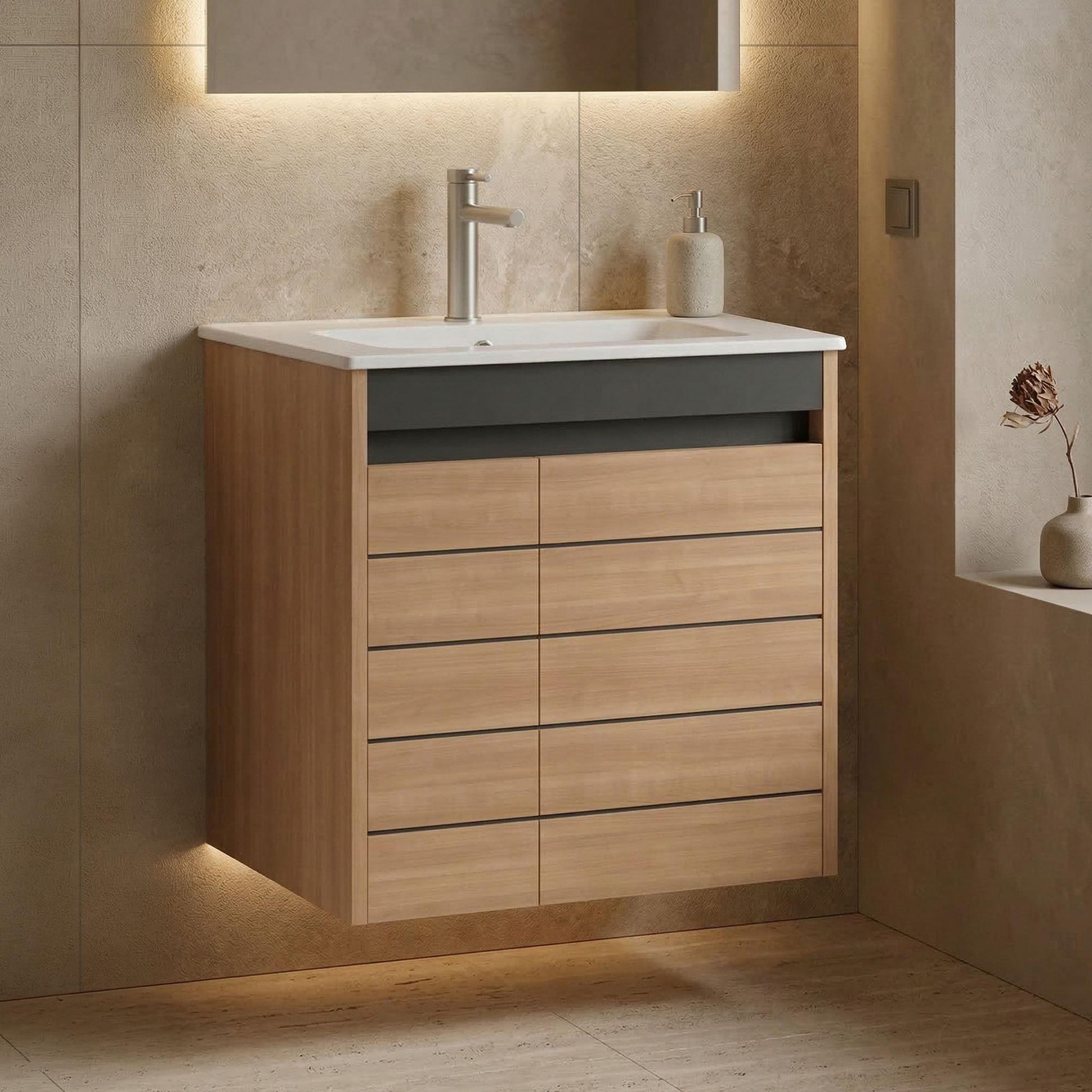 Voir la diapositive 2 : Habitat et Jardin Meuble Vasque  Ricato 60  - 61 x 47 x 62 cm - Walnut