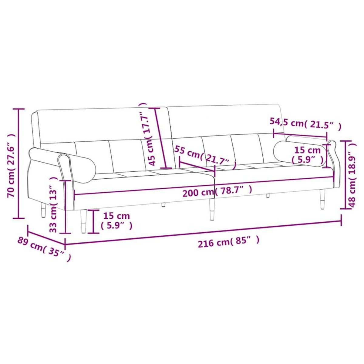 VIDAXL Canape-lit avec coussins vert fonce velours