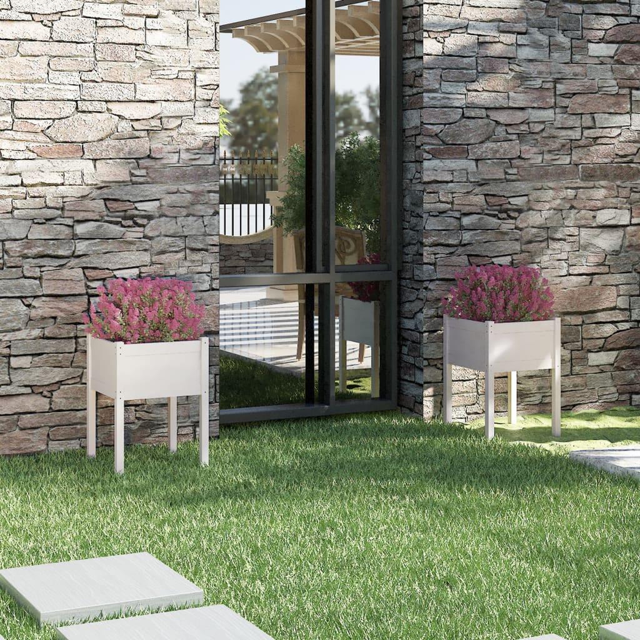 Voir la diapositive 1 : VIDAXL Jardinieres 2 pcs Blanc 50x50x70 cm Bois de pin massif