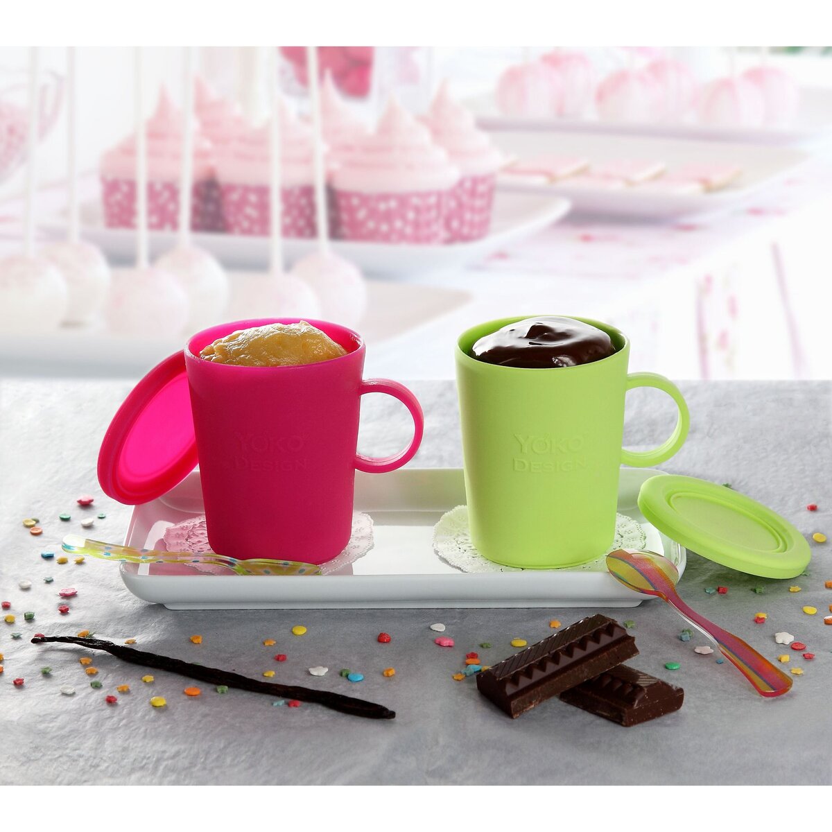 YOKO DESIGN Kit préparation pour 2 mugs cake silicone