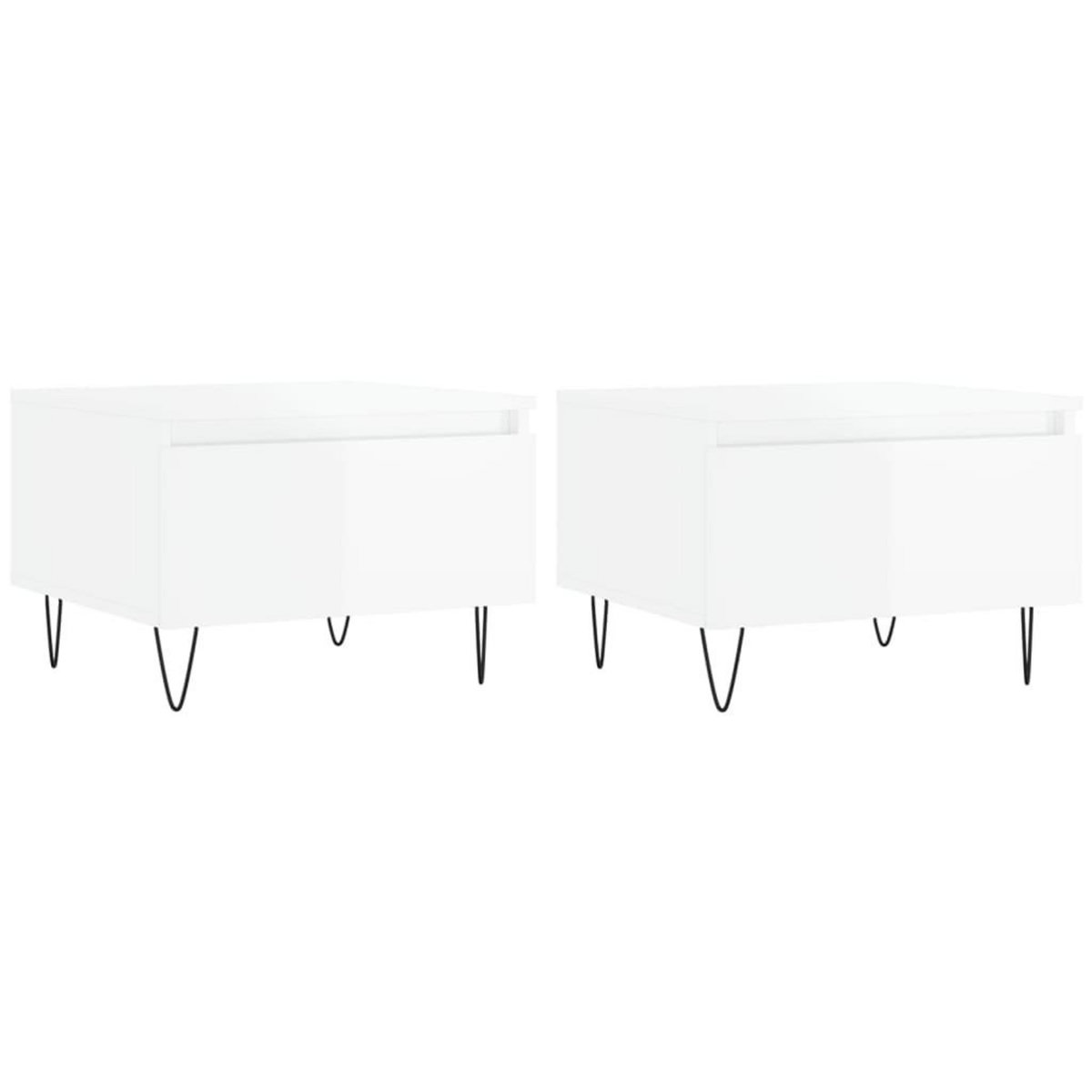 VIDAXL Tables basses 2 pcs blanc brillant 50x46x35cm bois d'ingenierie