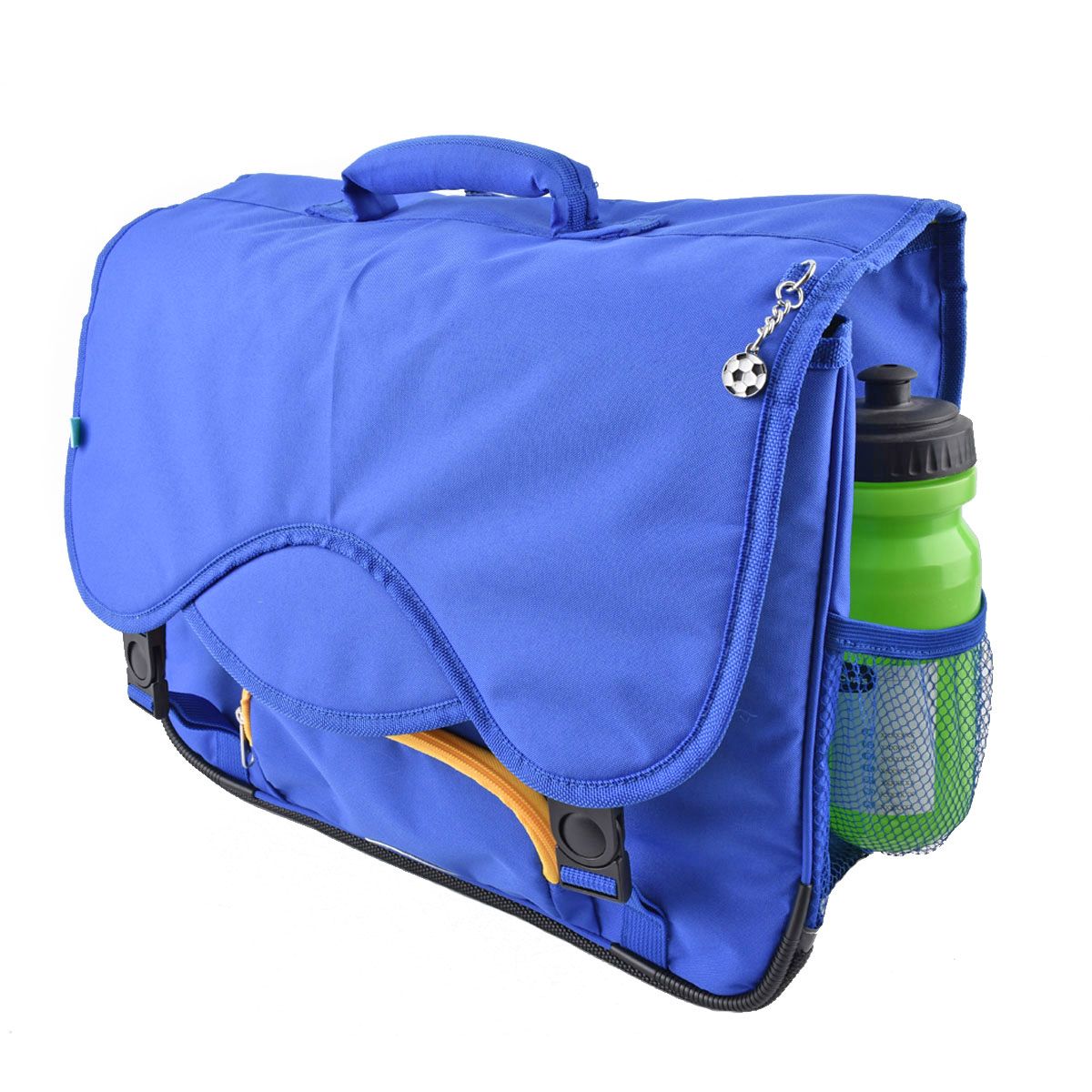 AUCHAN Cartable 41 cm CM1/CM2 bleu et jaune forme moderne