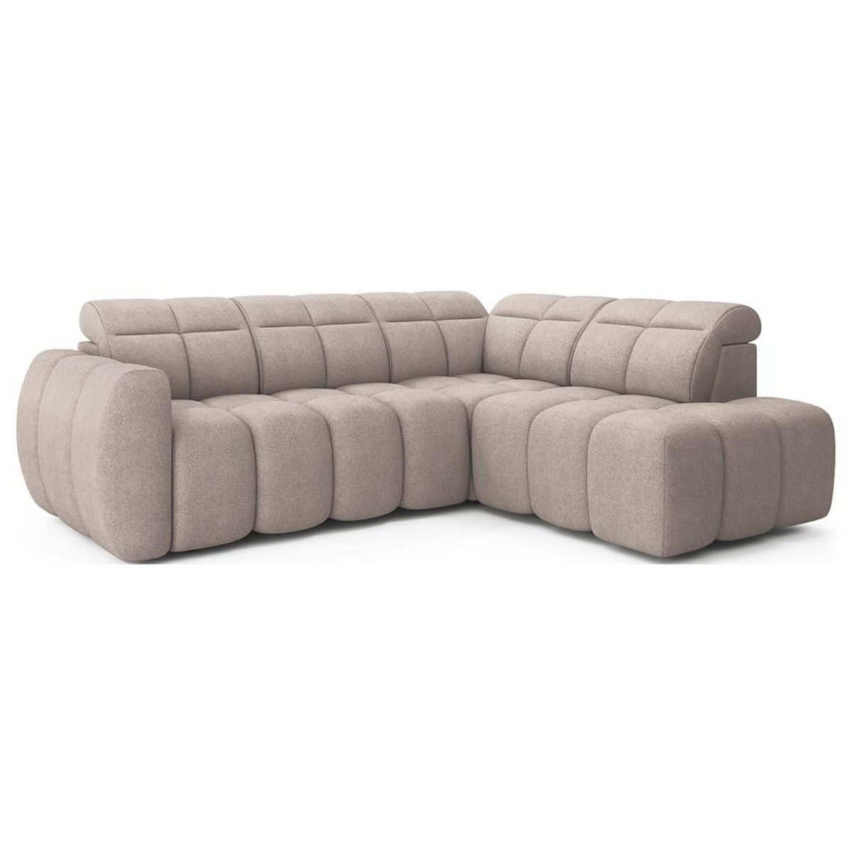 BEST MOBILIER Basile - canapé d'angle droit 4 places assise extensible électrique avec coffre en tissu texturé