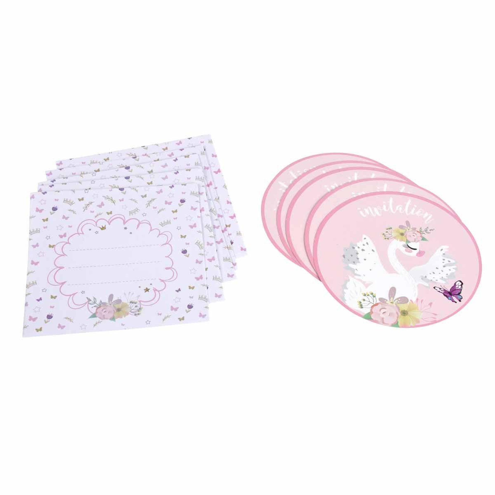 HOMEA Lot de 6 Invitations d'Anniversaire  Cygne  10cm Blanc