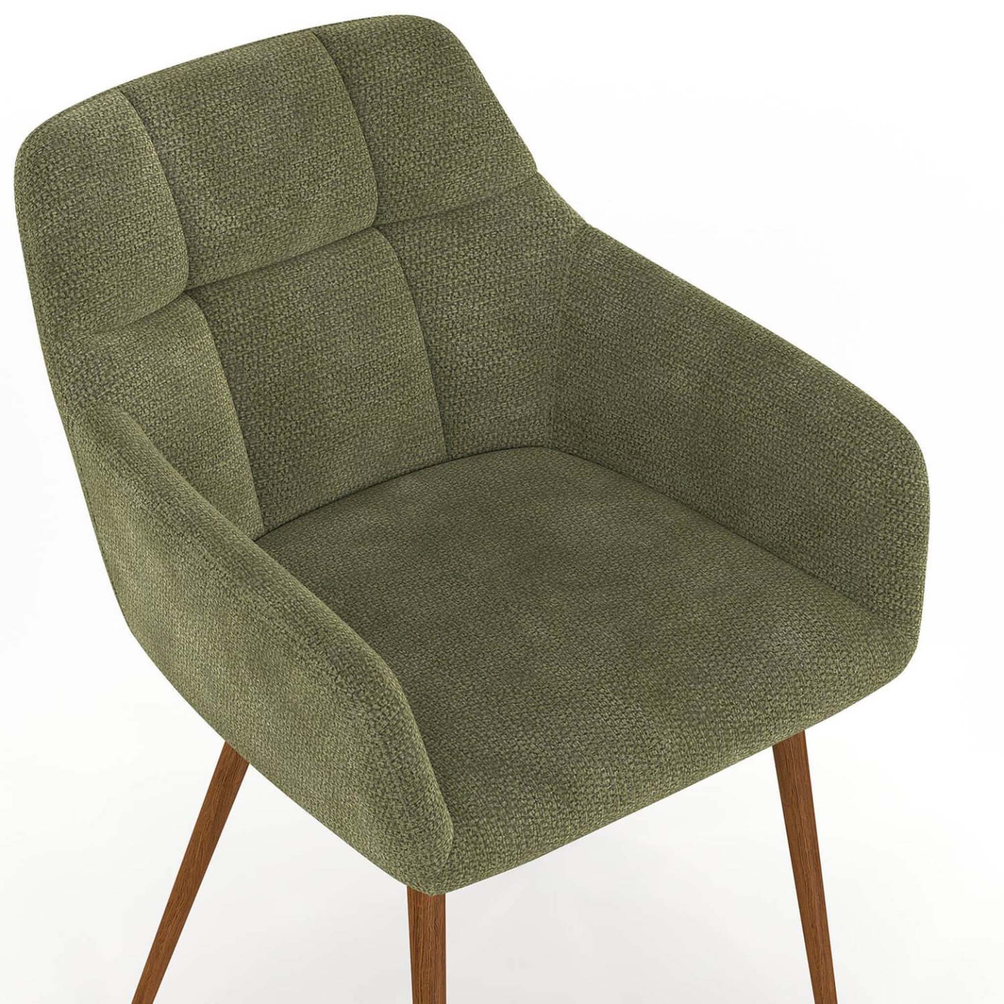 Voir la diapositive 6 : ID MARKET Lot de 2 chaises gina tissu chenille vert pieds effet noyer