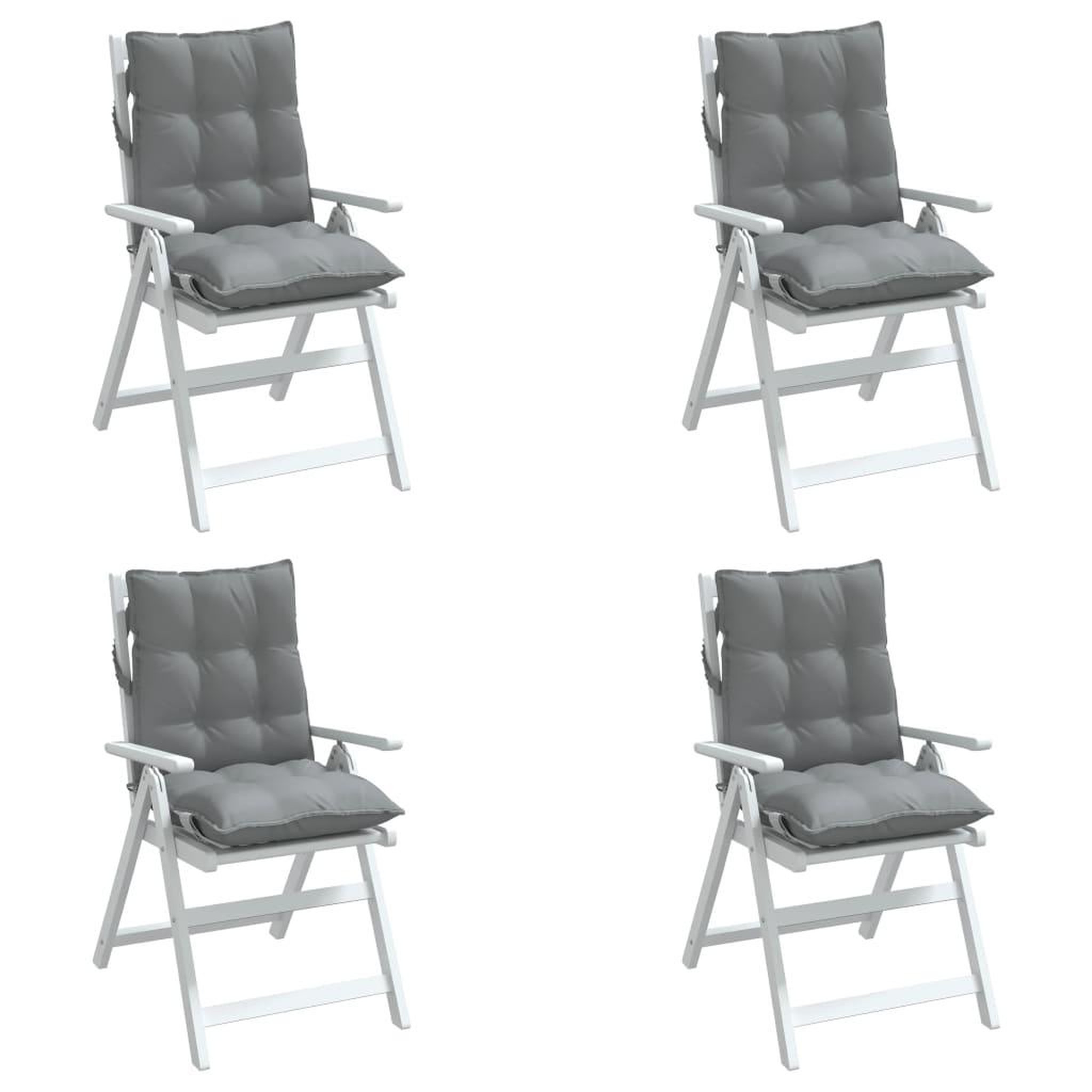 Voir la diapositive 4 : VIDAXL Coussins de chaise a dossier bas lot de 4 gris tissu oxford