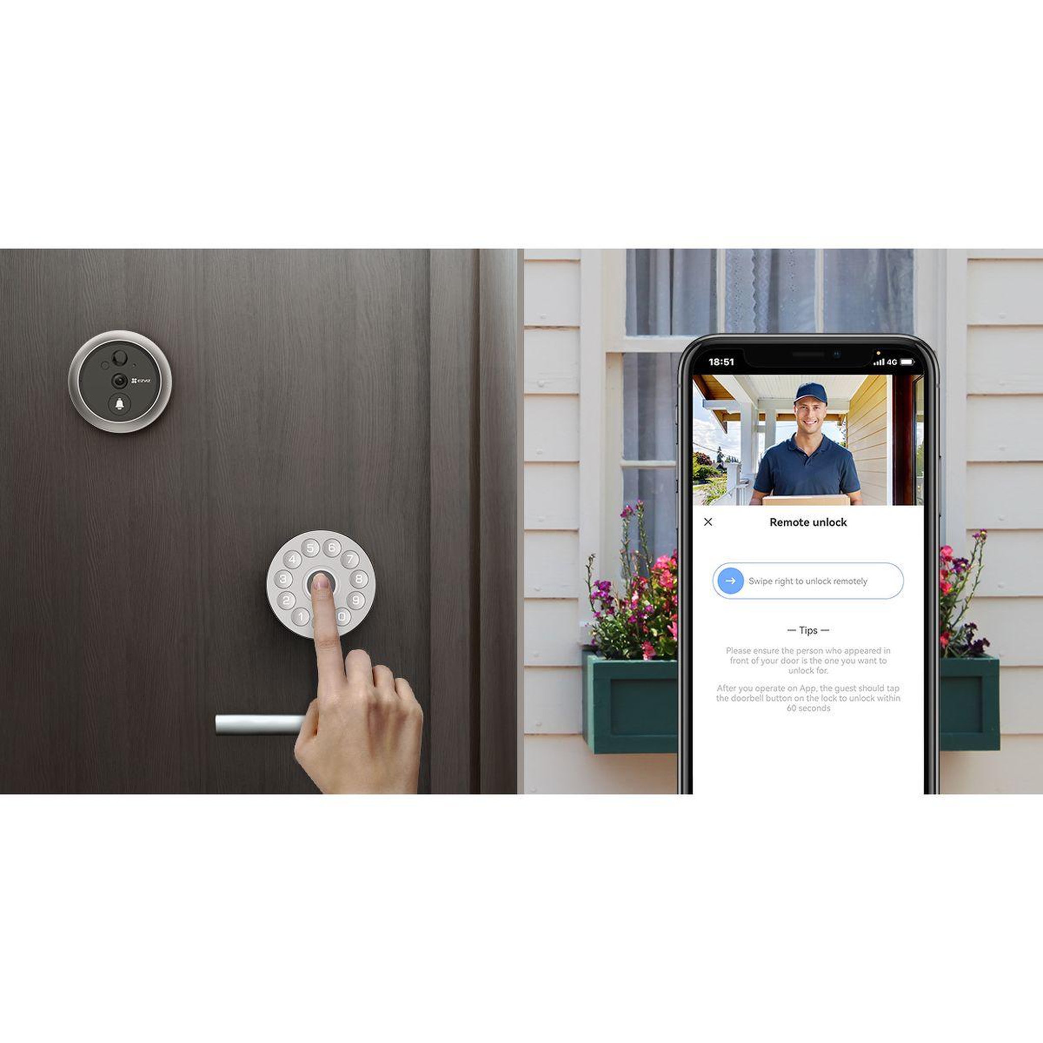 Voir la diapositive 4 : EZVIZ Serrure connectée DL01S DIY LOCK + Clavier avec sonnette
